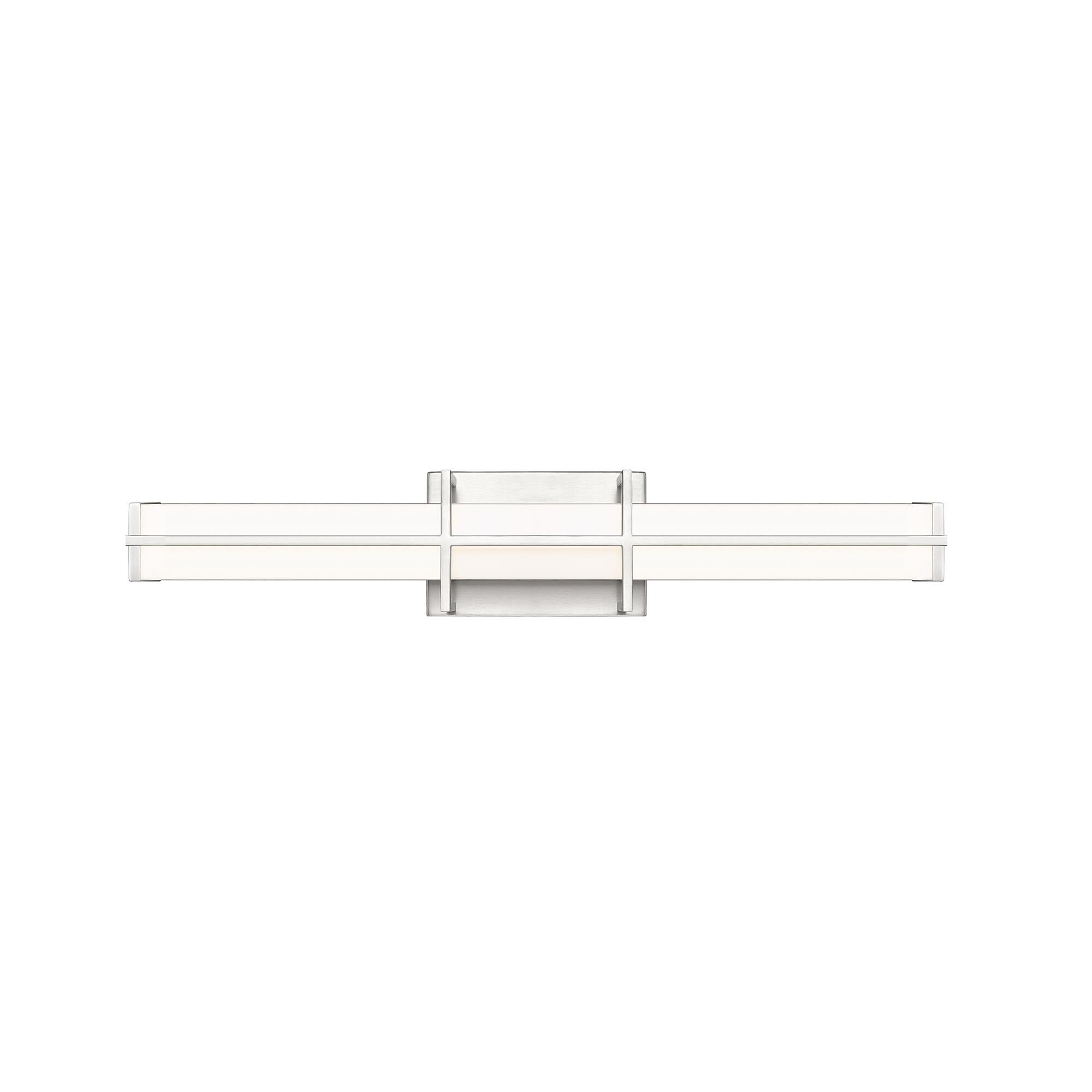 Shown in Brushed Nickel finish and Frosted glass and Frosted shade