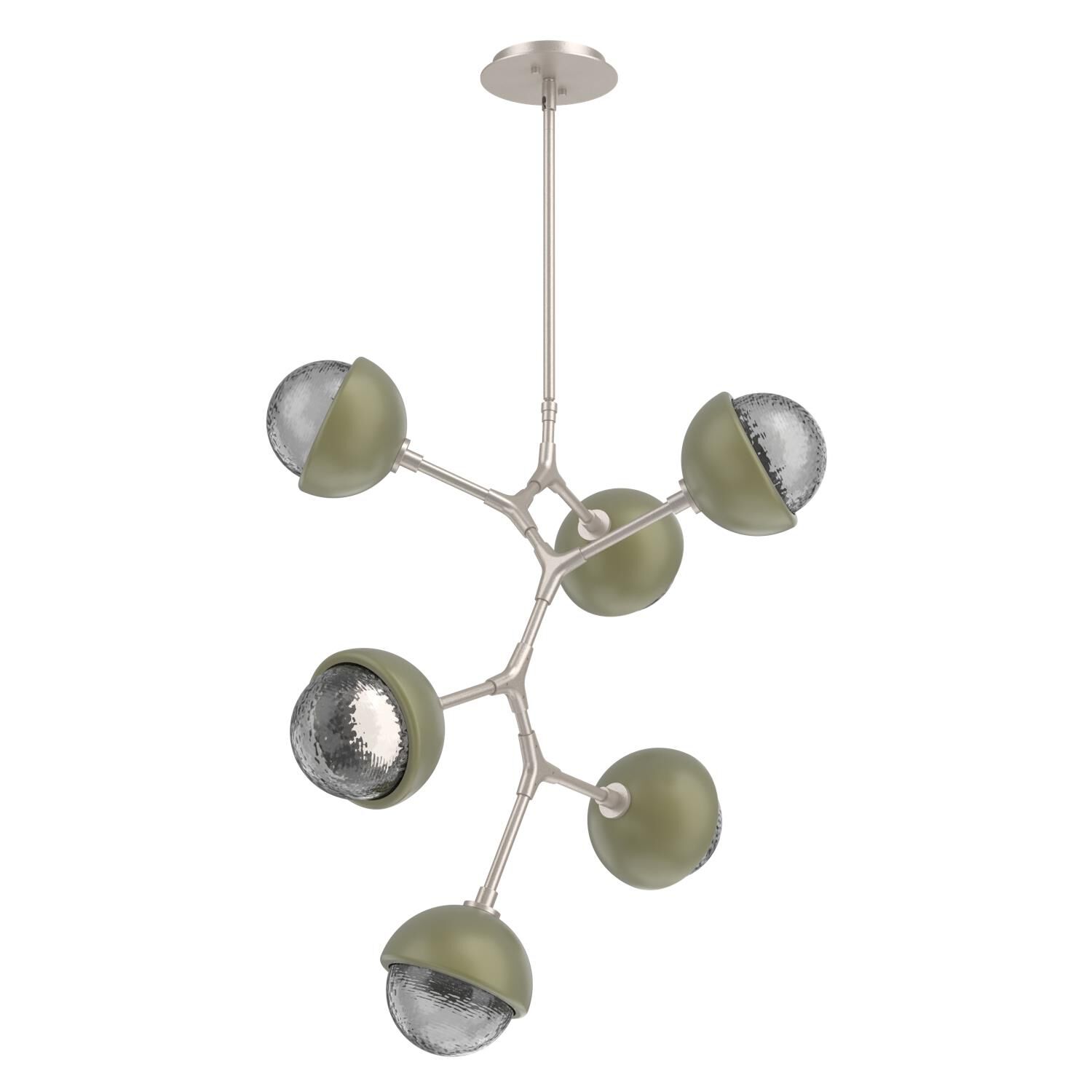 Shown in Beige Silver finish and Smoke glass and Sage Green accent