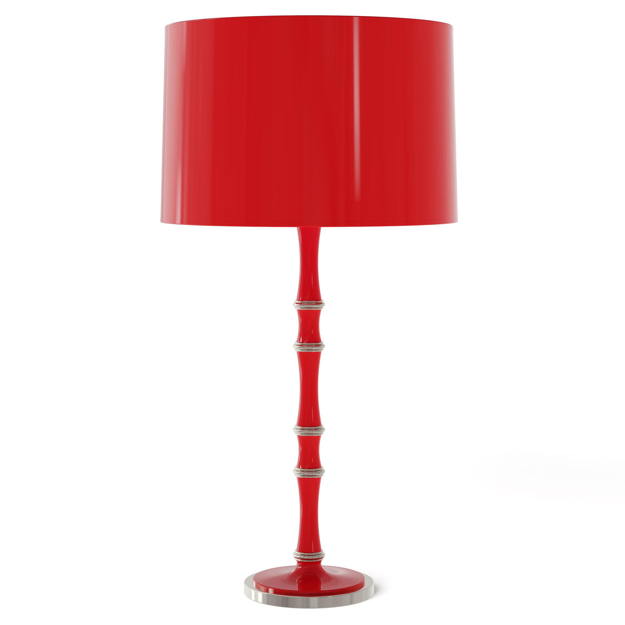 Shown in Ruby Red finish and Celadon shade and Polished Nickel  accent