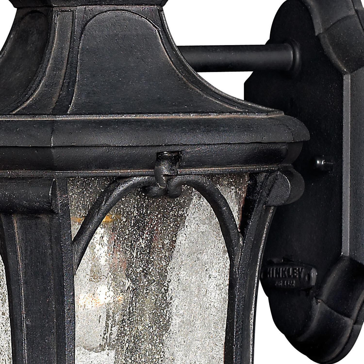 Shown in Museum Black finish and Clear Seedy glass