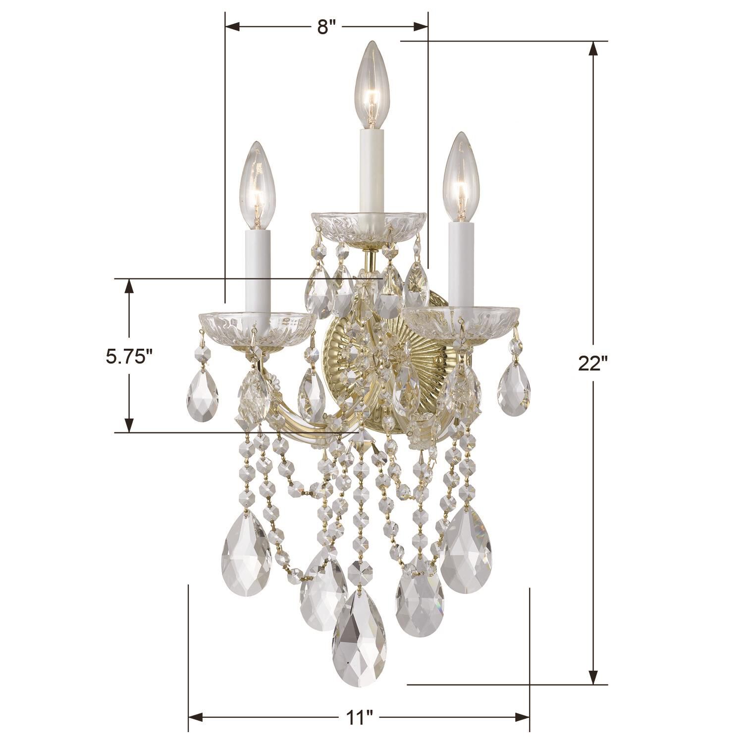 Shown in Gold finish and Clear Hand Cut crystal