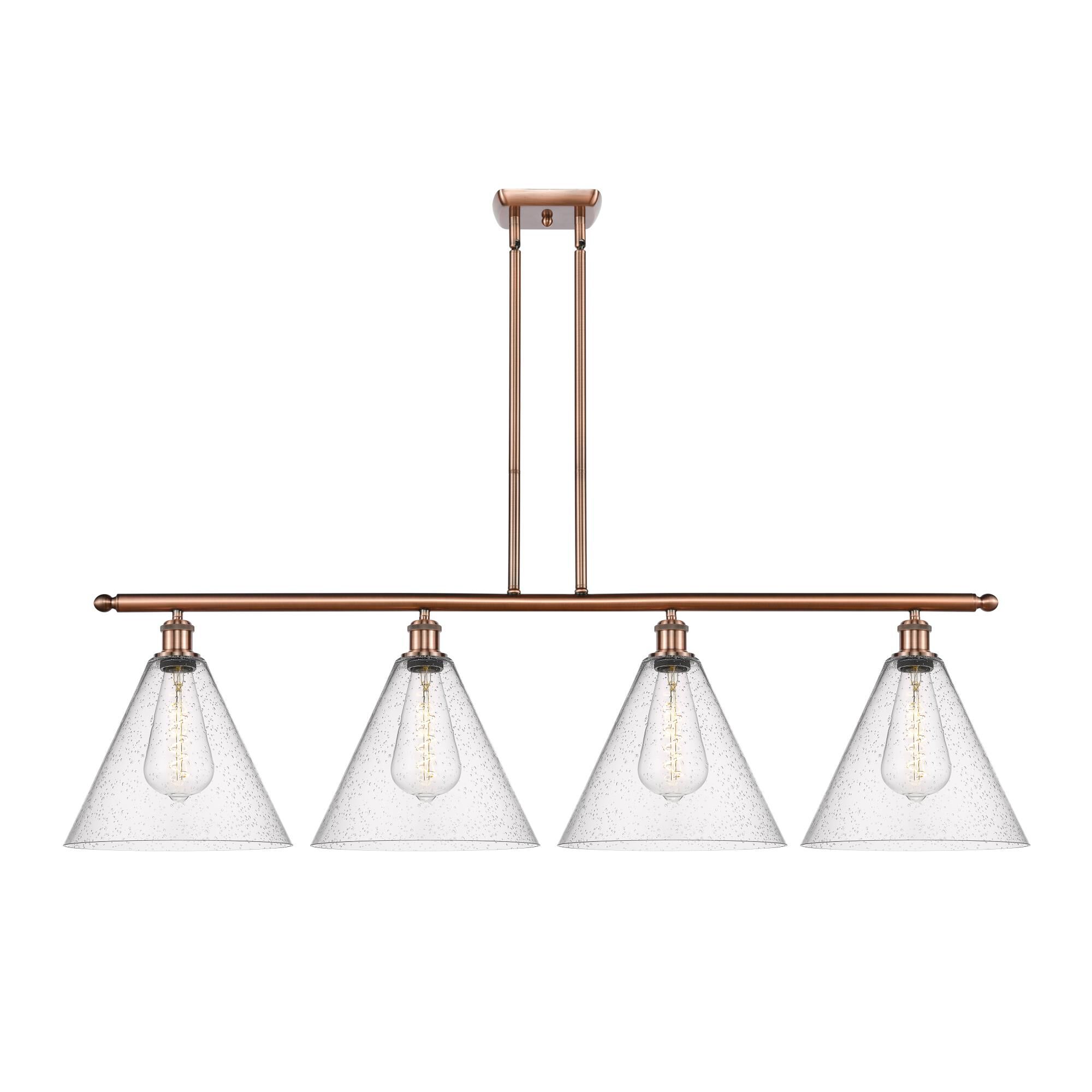 Shown in Antique Copper finish and Seedy Ballston Cone glass and No Shade shade