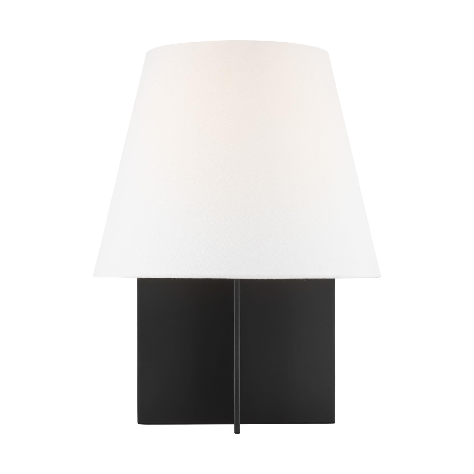 Shown in Midnight Black finish and White Linen shade