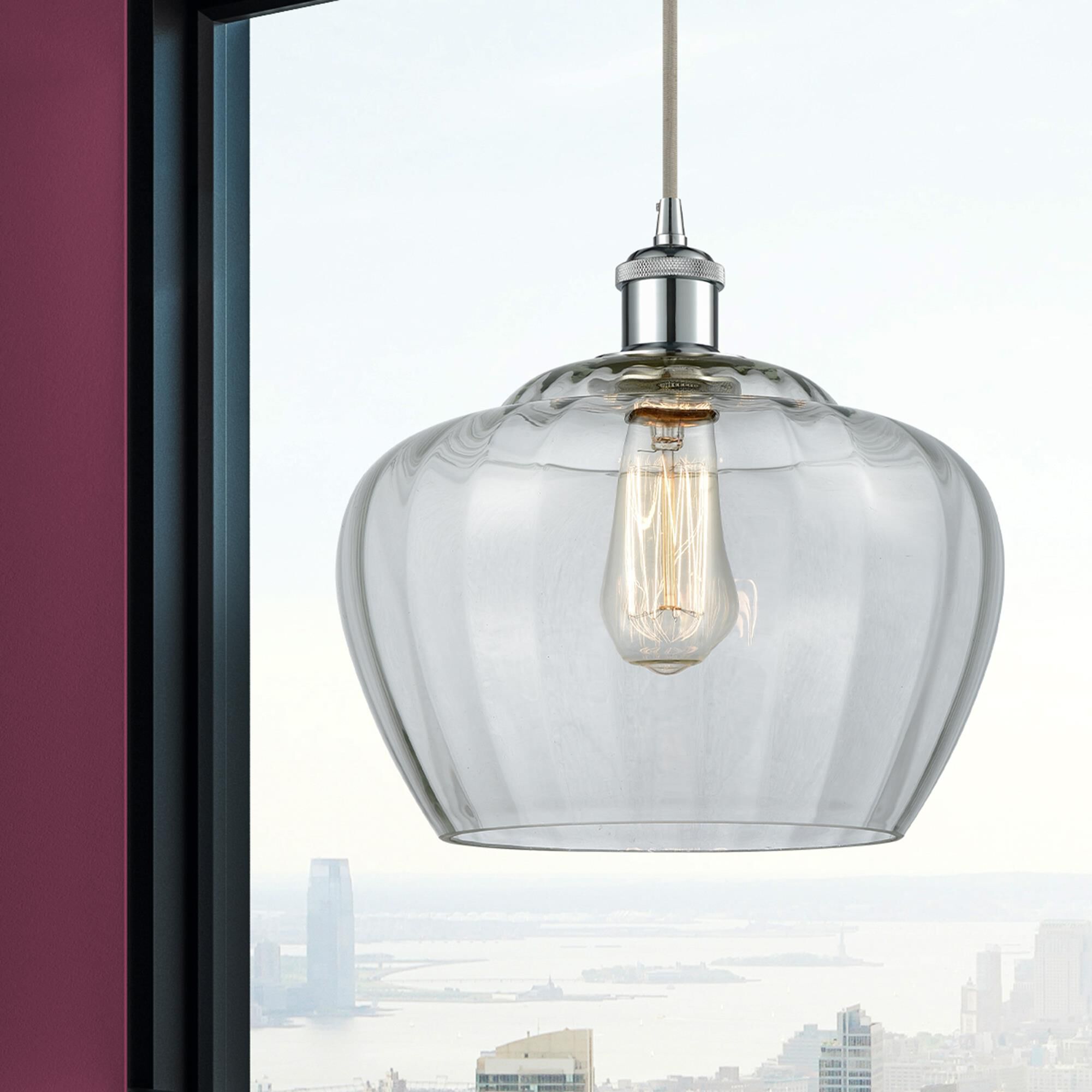 Shown in Polished Chrome finish and Clear glass