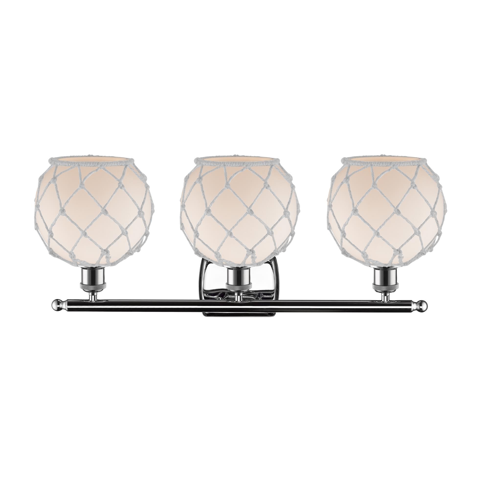 Shown in Polished Chrome finish and White With White Rope glass