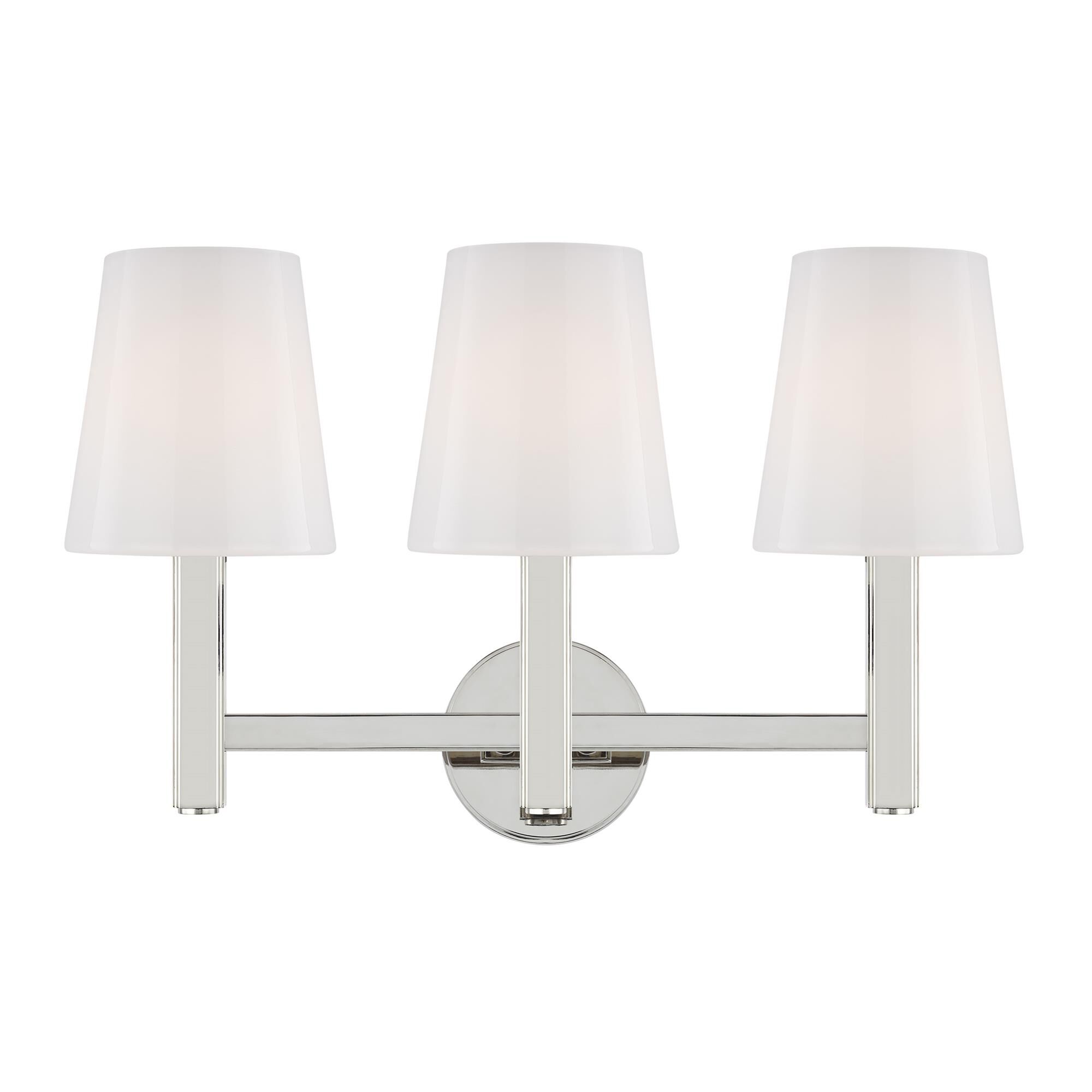 Shown in Polished Nickel finish and Milk White glass