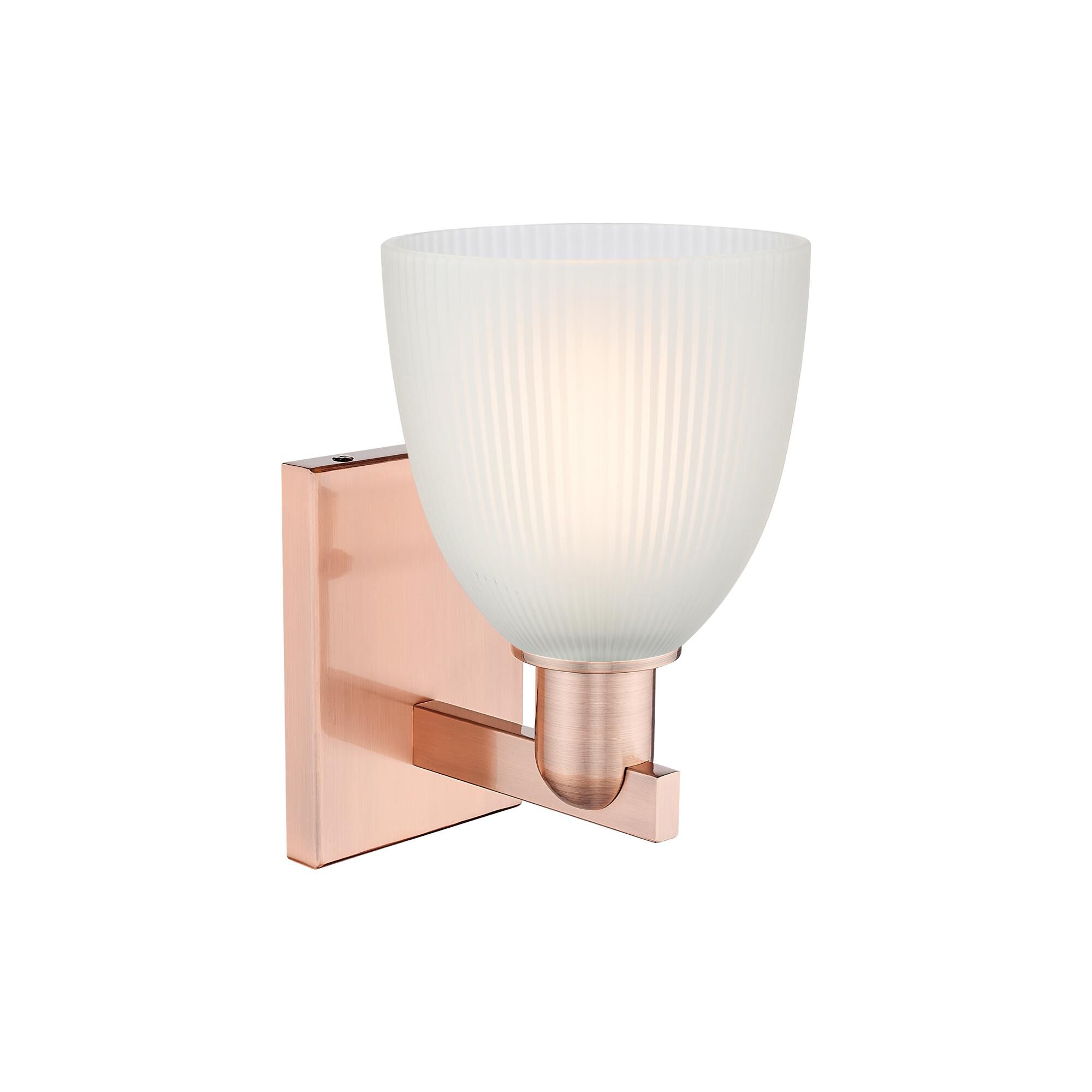 Shown in Antique Copper finish and White glass