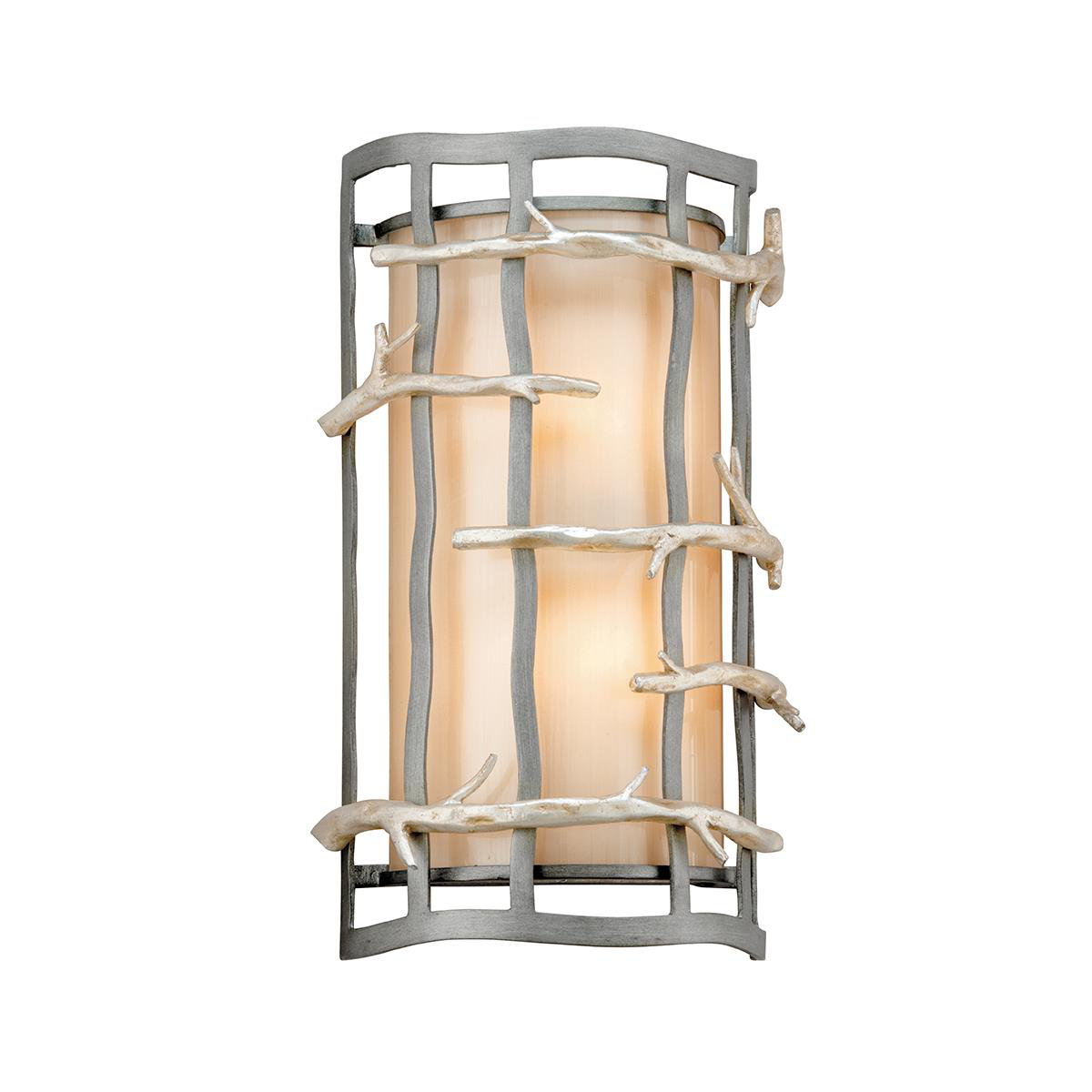 Shown in Graphite And Silver Leaf finish and Beige Linen glass