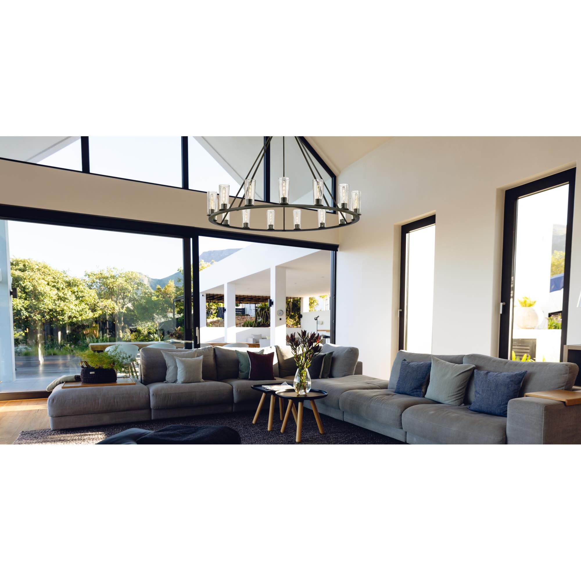 Shown in Matte Black finish and Clear glass and Clear shade