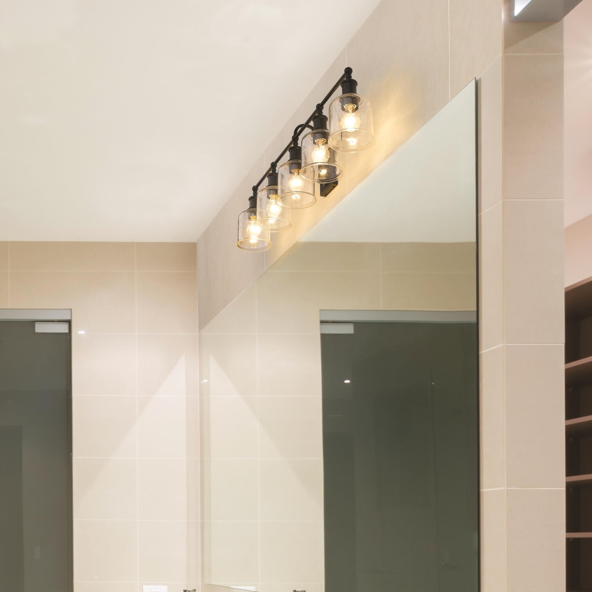 Shown in Matte Black finish and Seeded glass