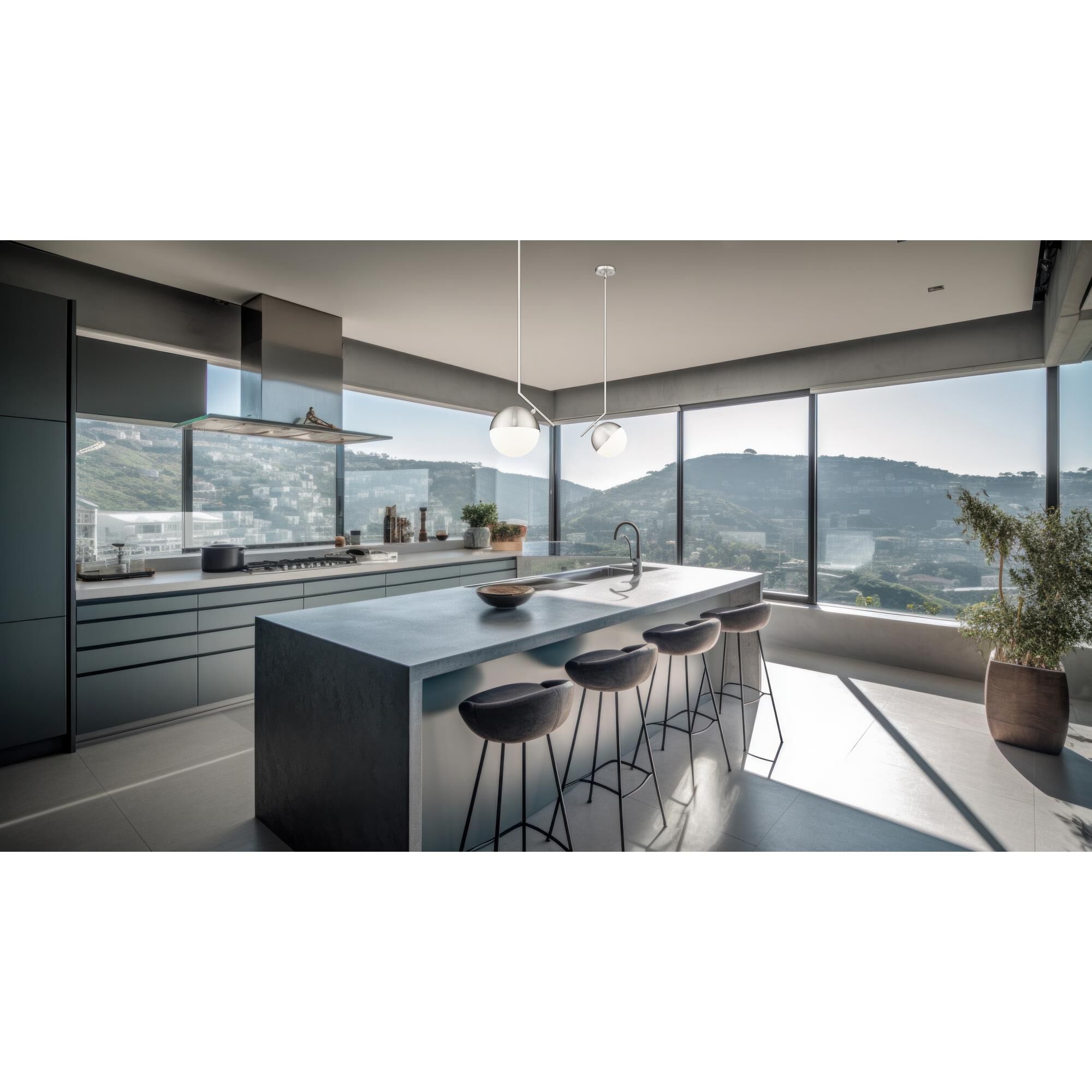 Shown in Brushed Nickel finish and Matte Opal glass and Matte Opal shade