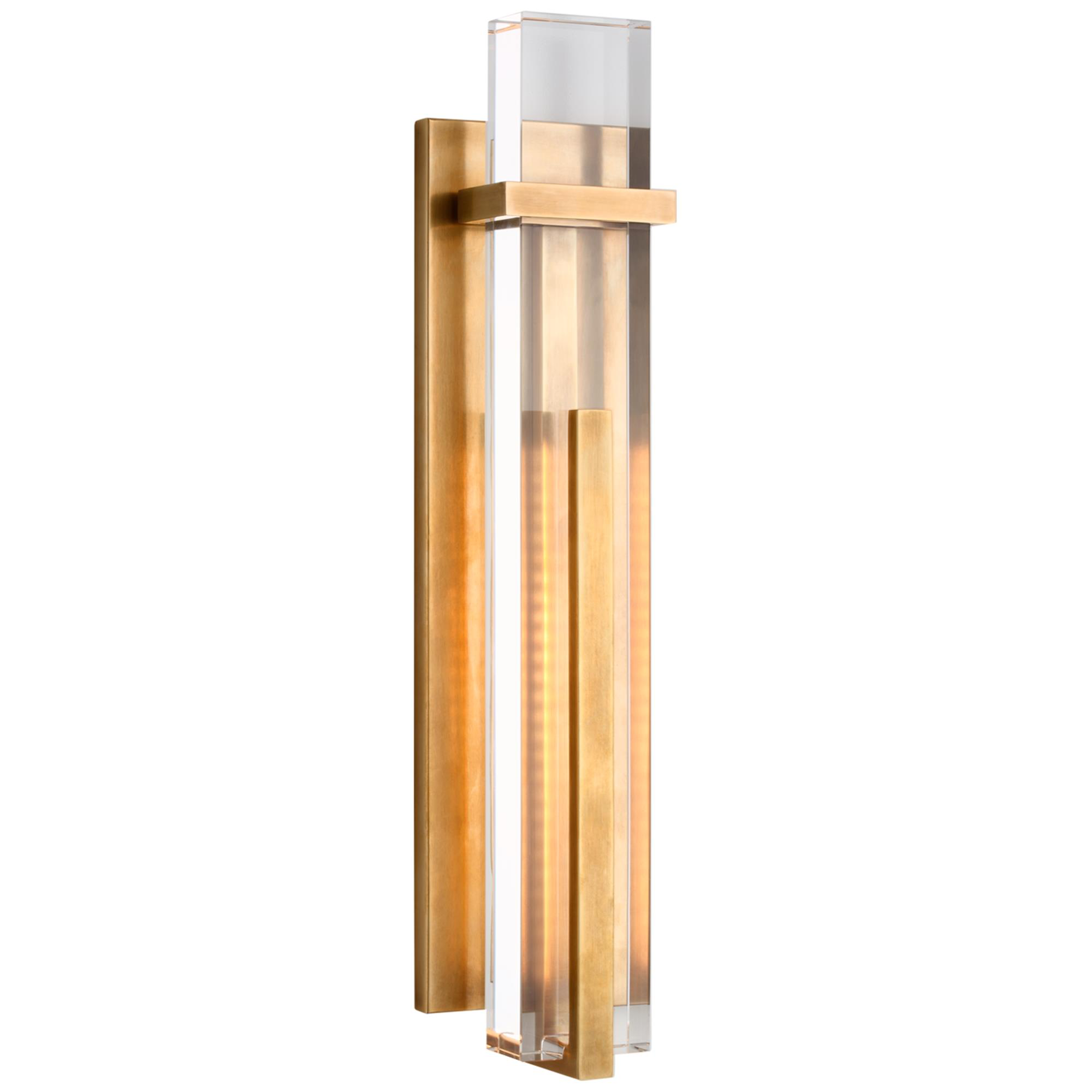 Shown in Hand-Rubbed Antique Brass finish and Crystal shade