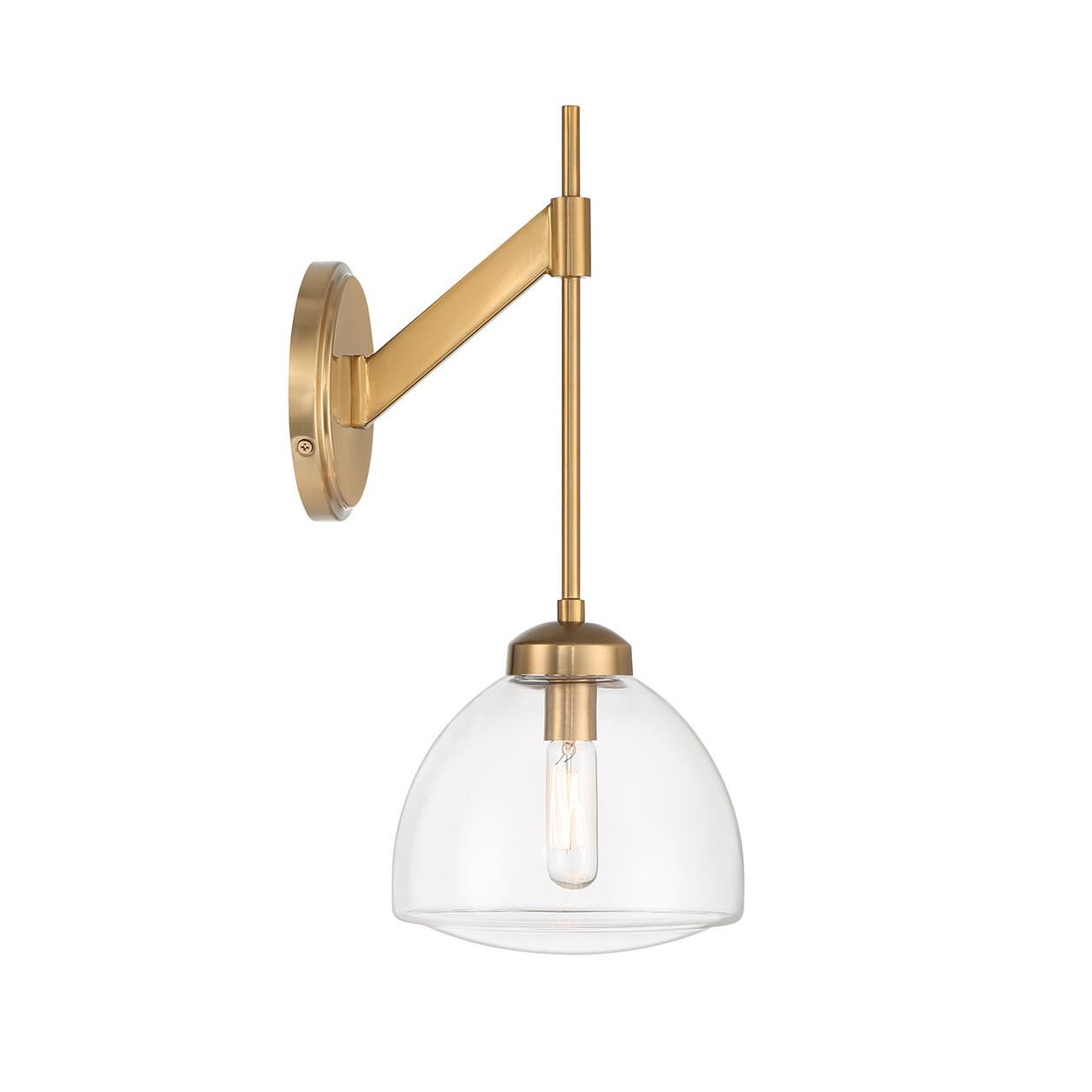 Shown in Warm Brass finish and Clear glass