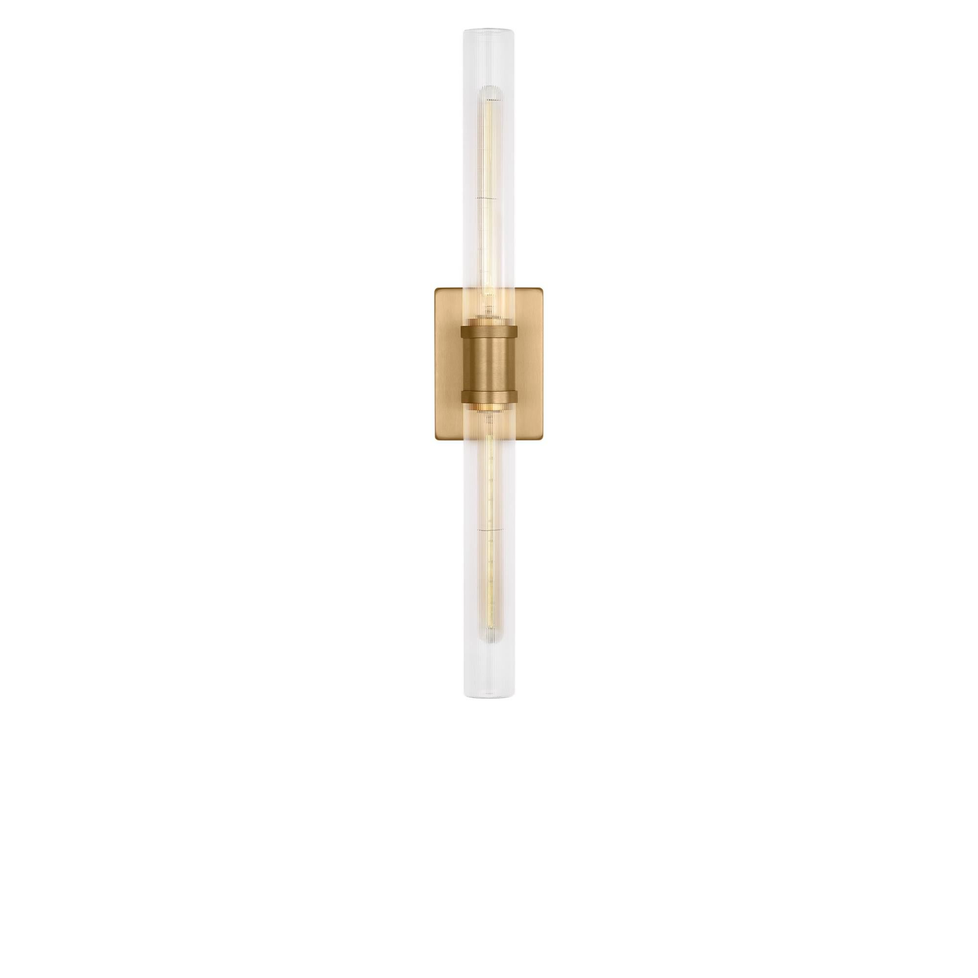 Shown in Satin Brass finish and Clear Fluted glass