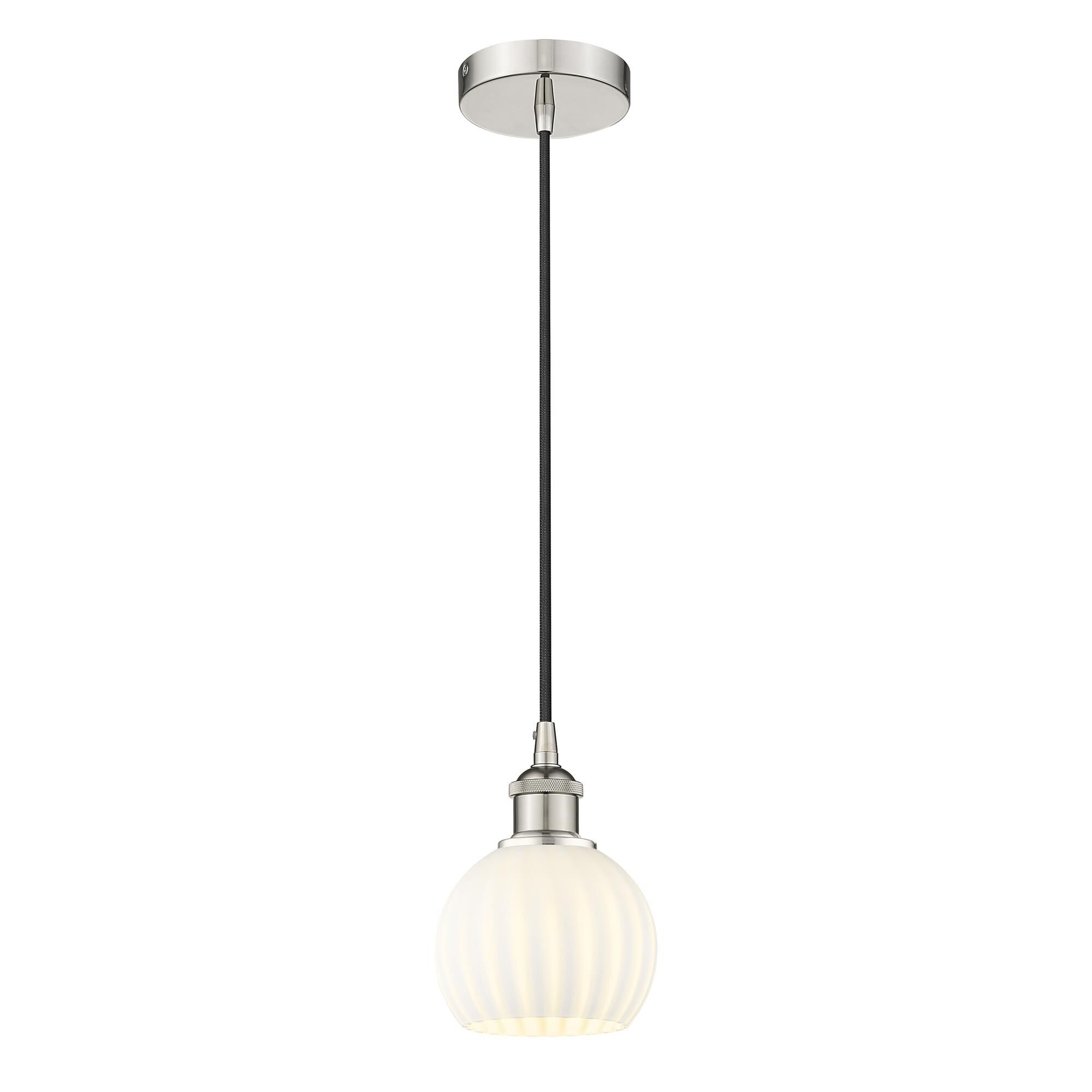 Shown in Polished Nickel finish and White Venetian glass