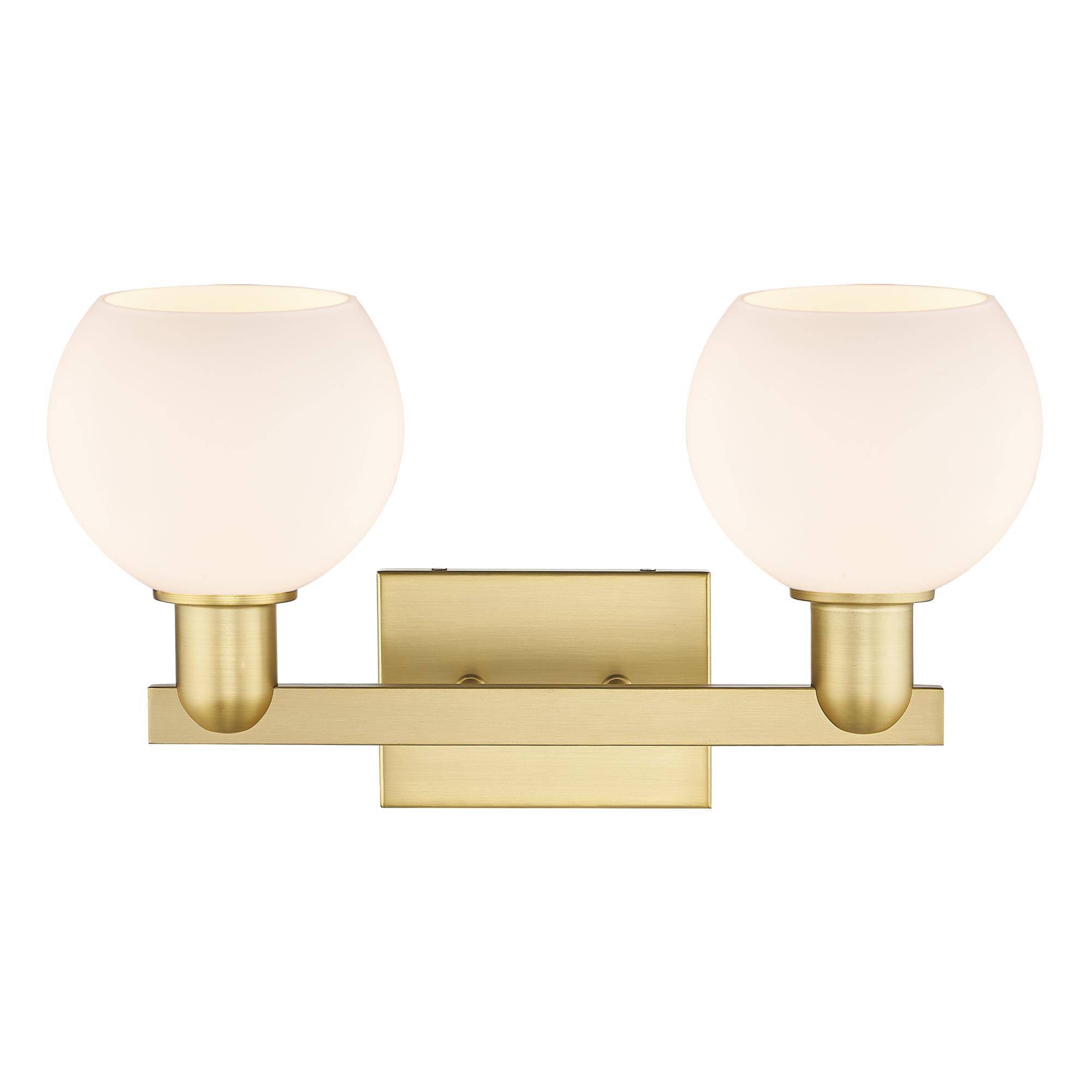 Shown in Satin Gold finish and Matte White glass