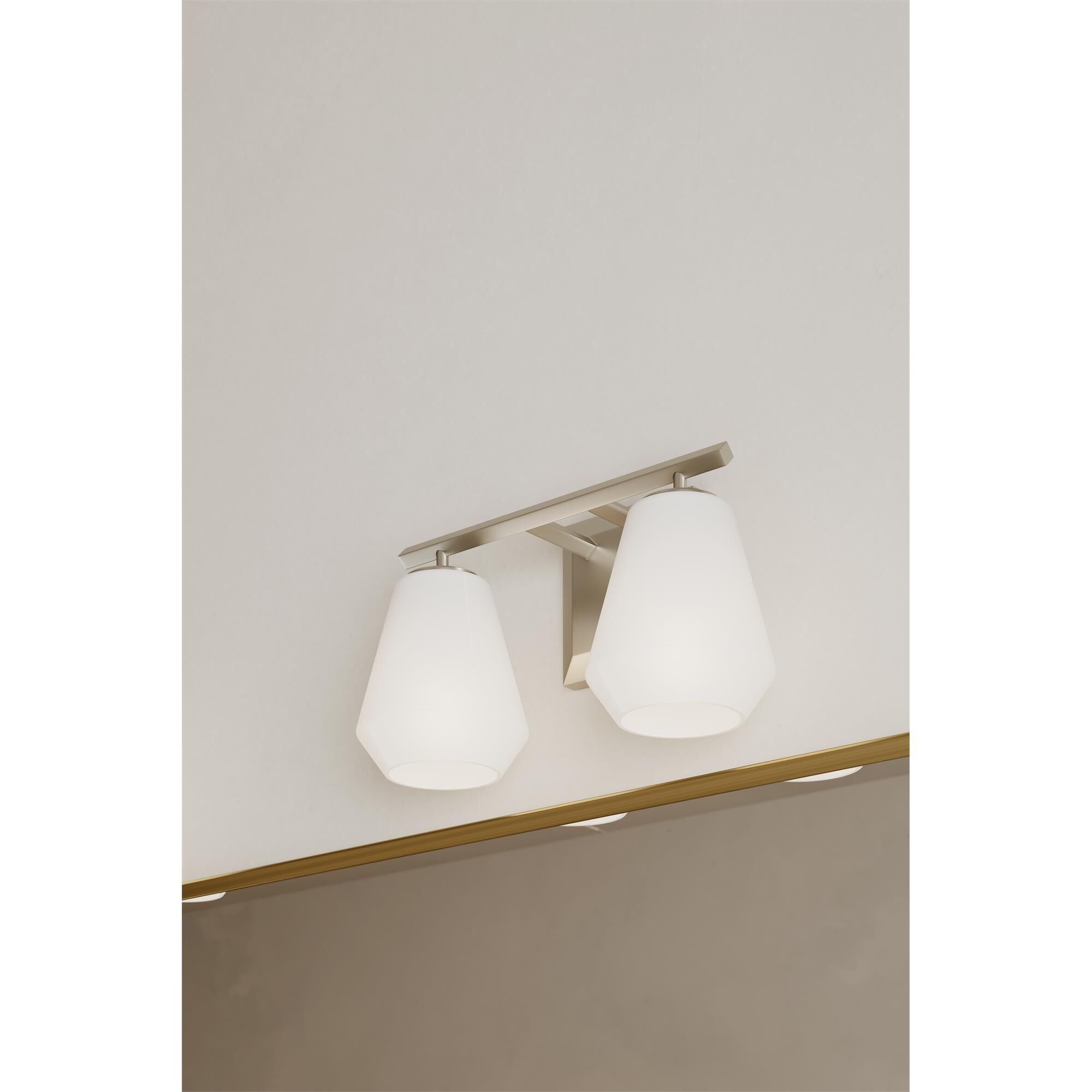 Shown in Brushed Nickel finish and Alabaster glass