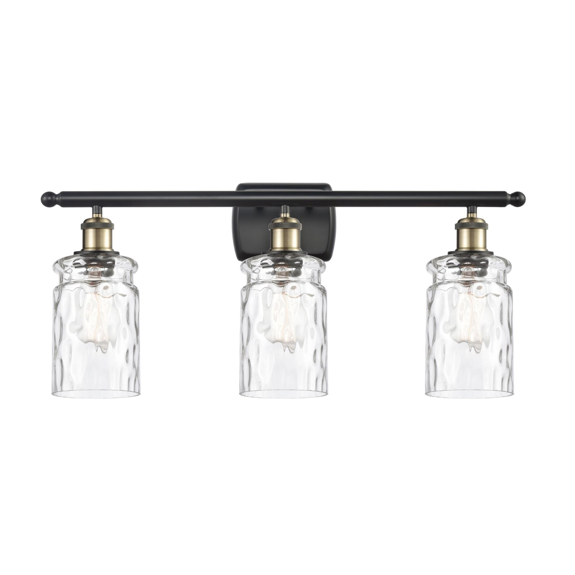 Shown in Black Antique Brass finish and Clear WaterCandor glass