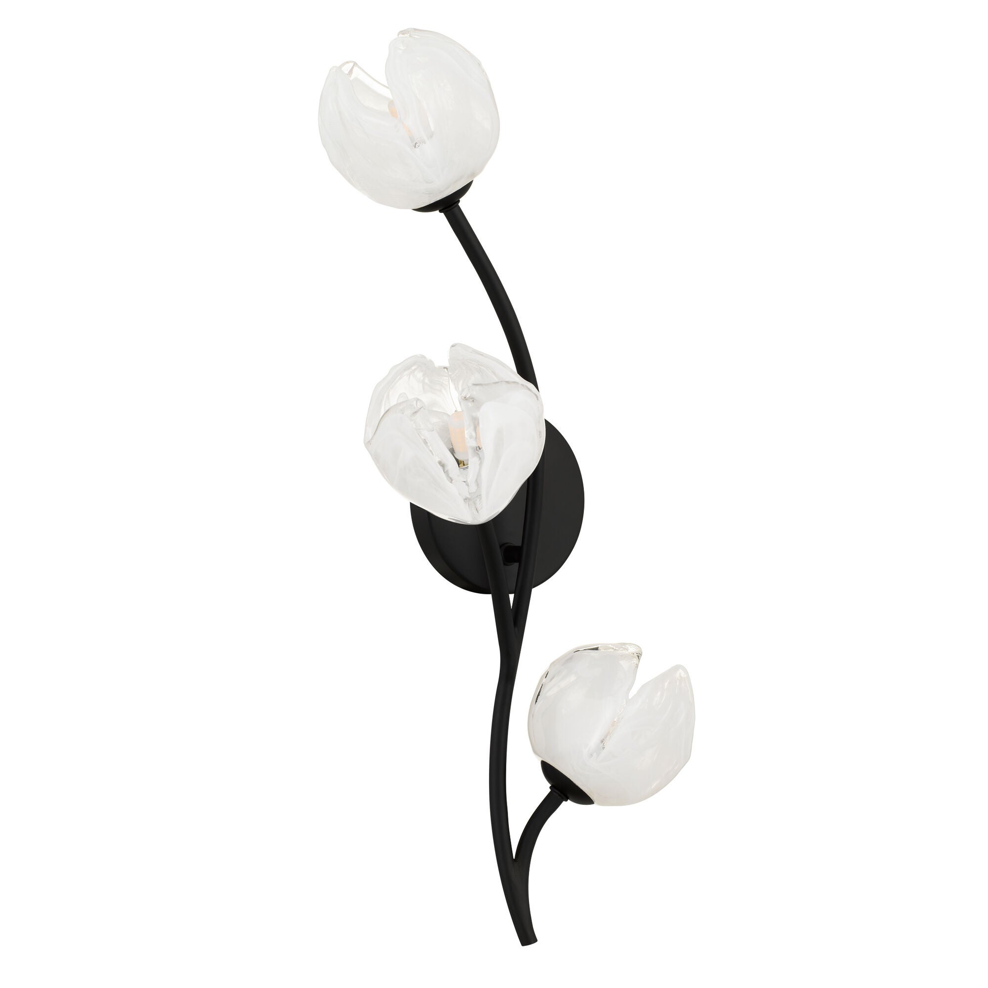 Shown in Matte Black finish and White Swirl Glass shade