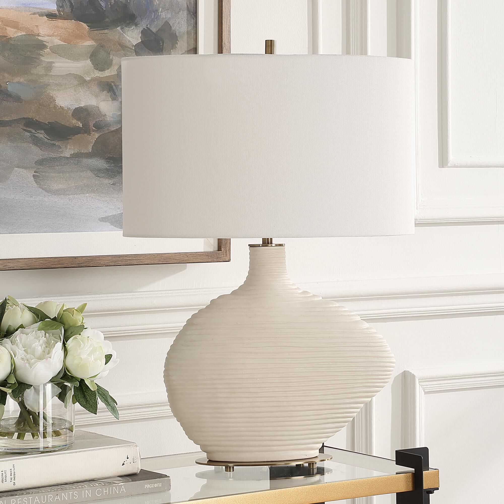 Shown in White finish and Oval Hardback shade