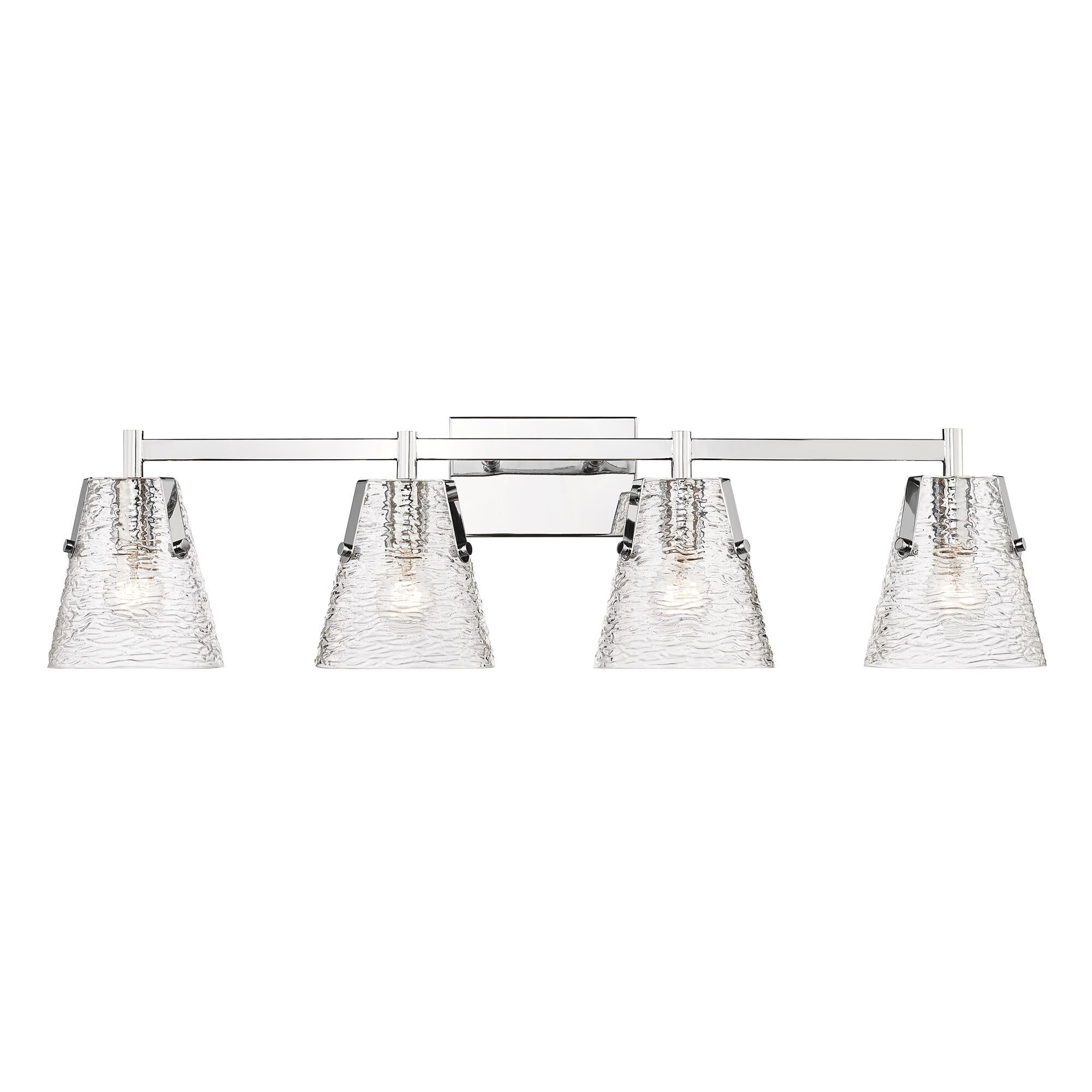 Shown in Brushed Nickel finish and Clear Ribbed glass