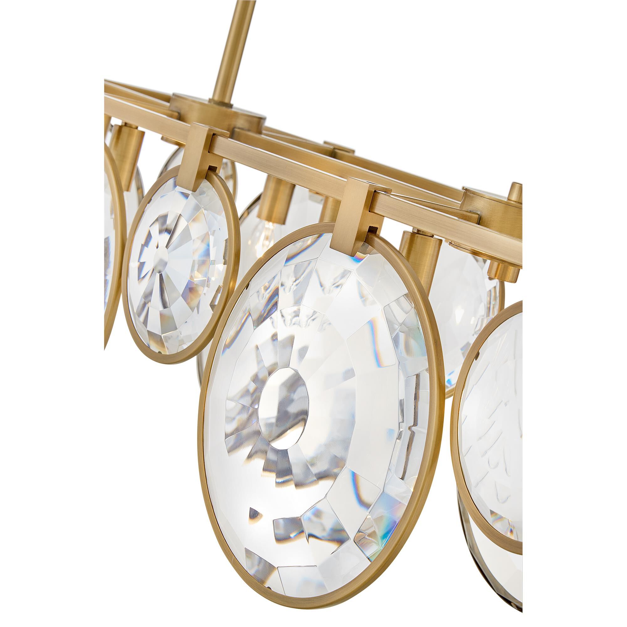 Shown in Heritage Brass finish and Optic Crystal glass