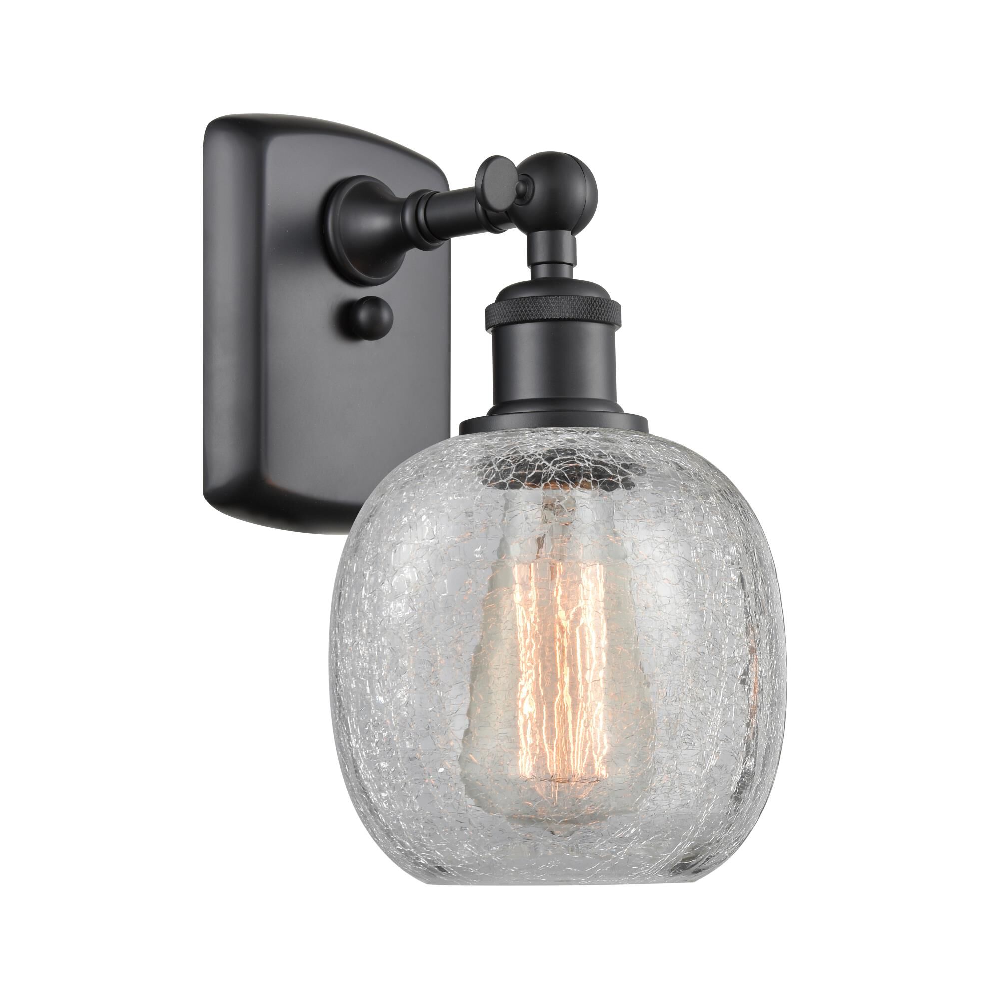 Shown in Matte Black finish and Clear Crackle glass