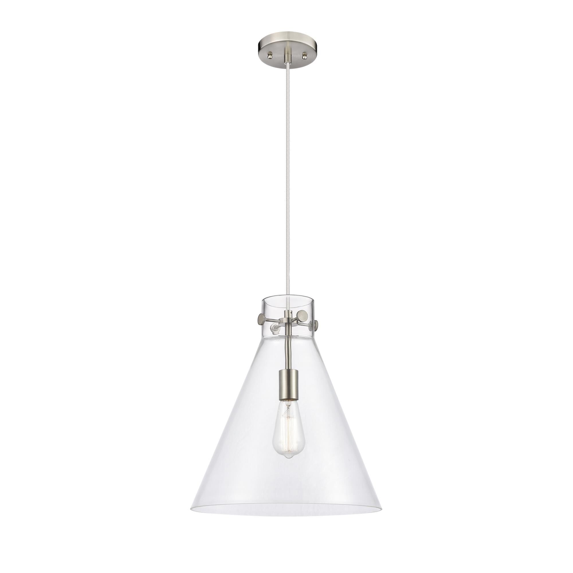 Shown in Satin Nickel finish and Clear glass and 1 Light accent