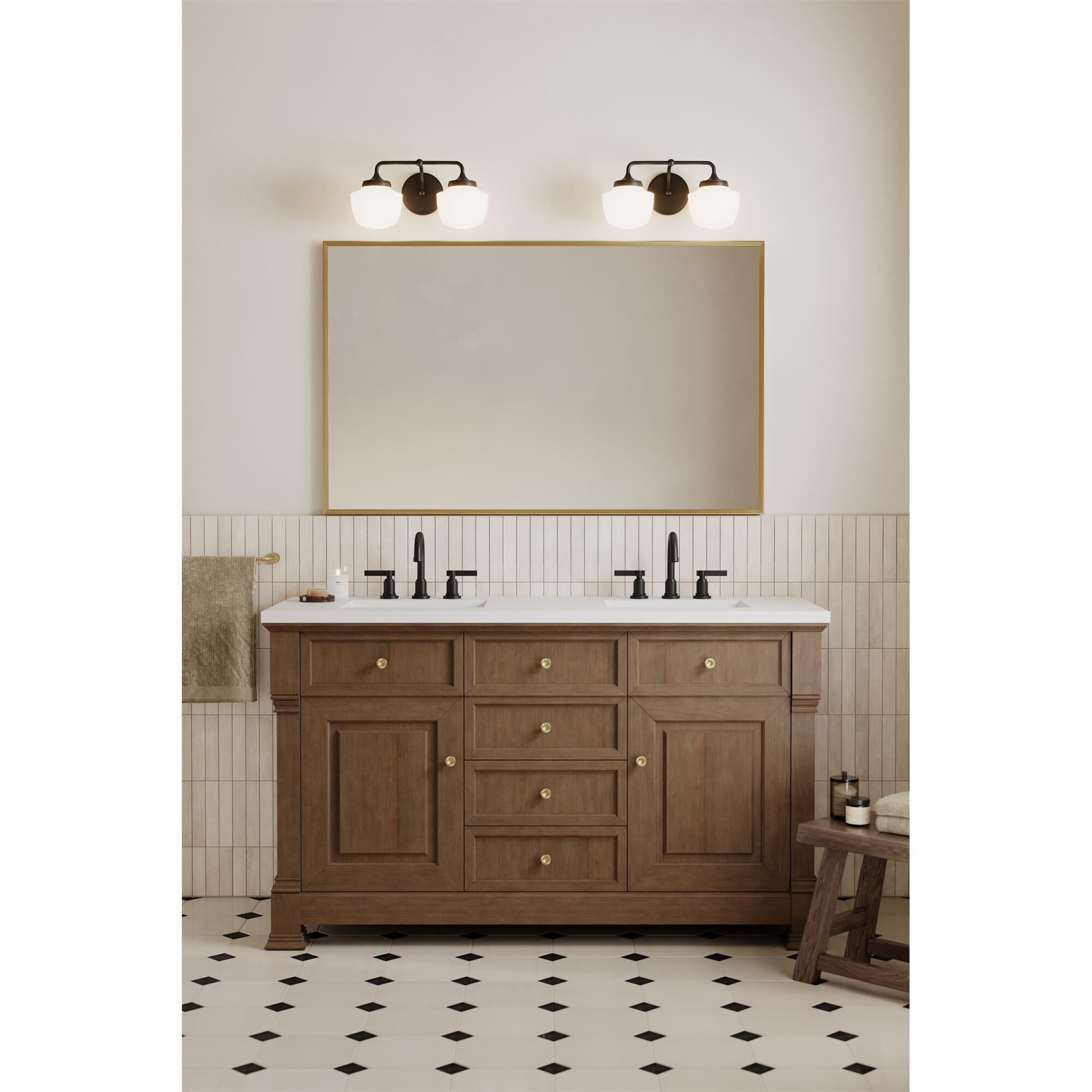 Shown in Dark Matte Black finish and Etched Opal glass