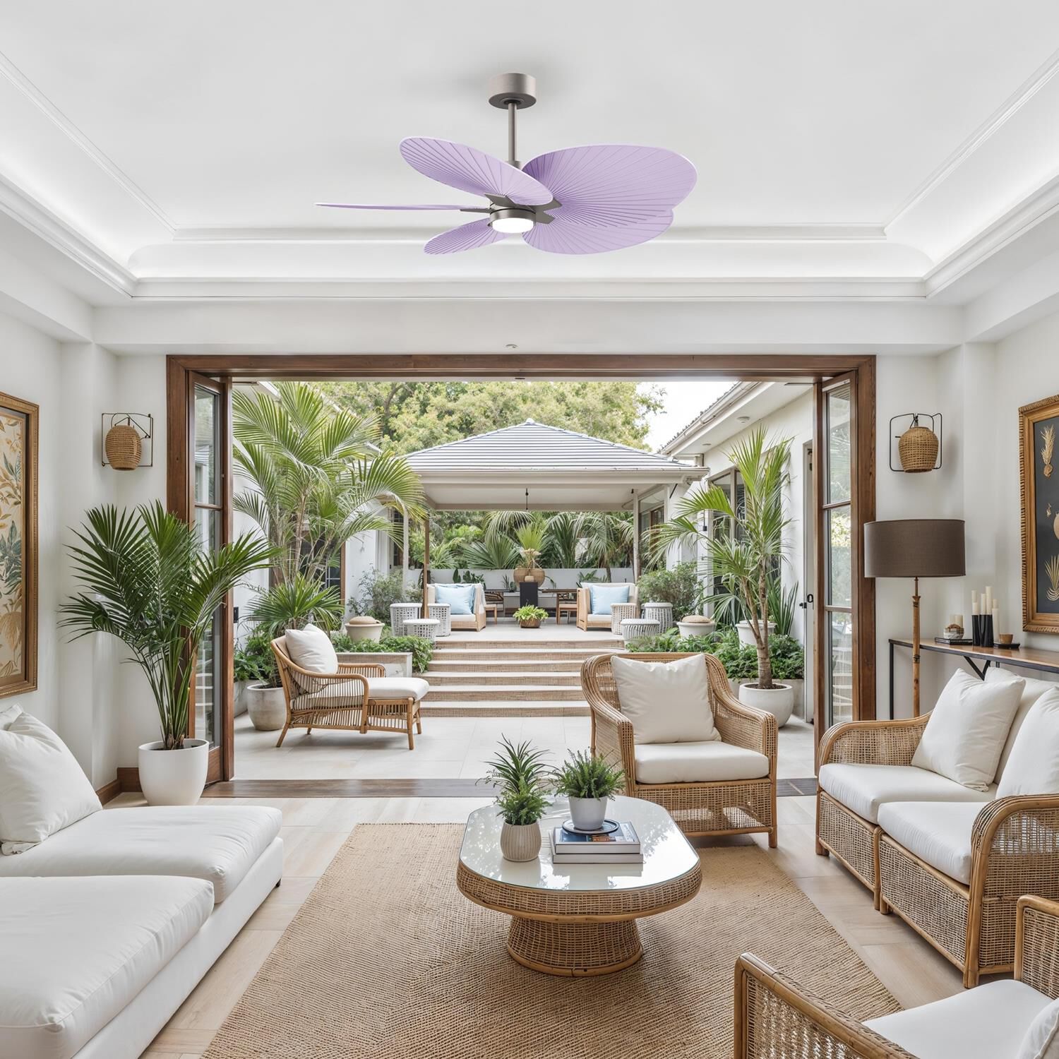 Alessandra Tropical Outdoor Rated 48 Inch Ceiling Fan with Light Kit by Matthews Fan Company