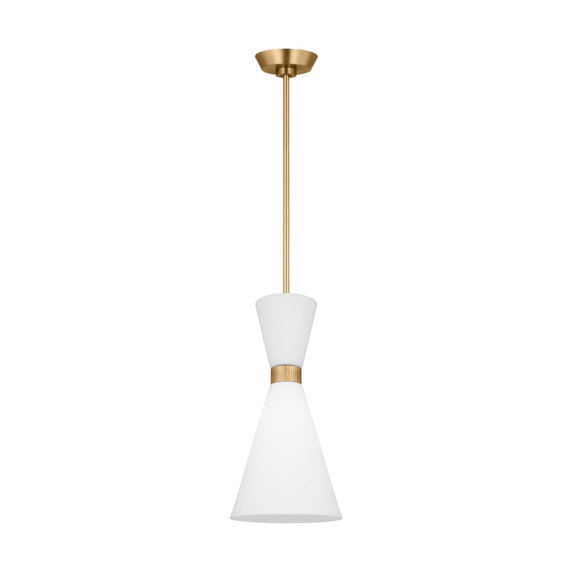 Shown in Satin Brass finish and Etched White Glass s shade