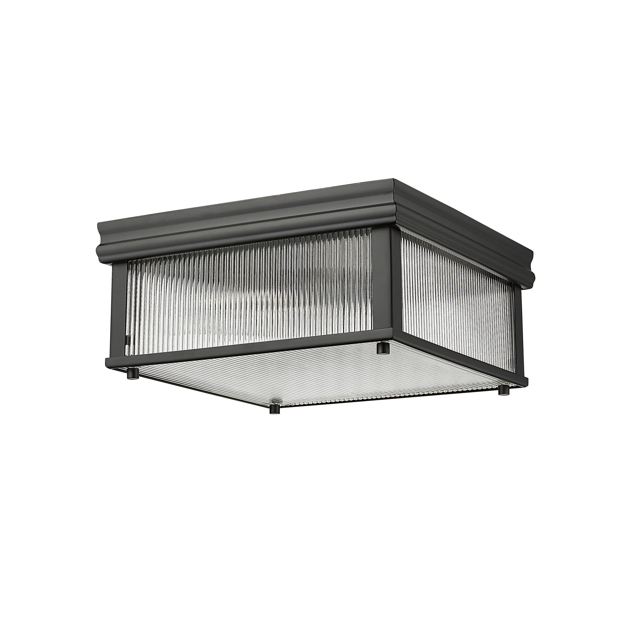 Shown in Matte Black finish and Clear Ribbed glass