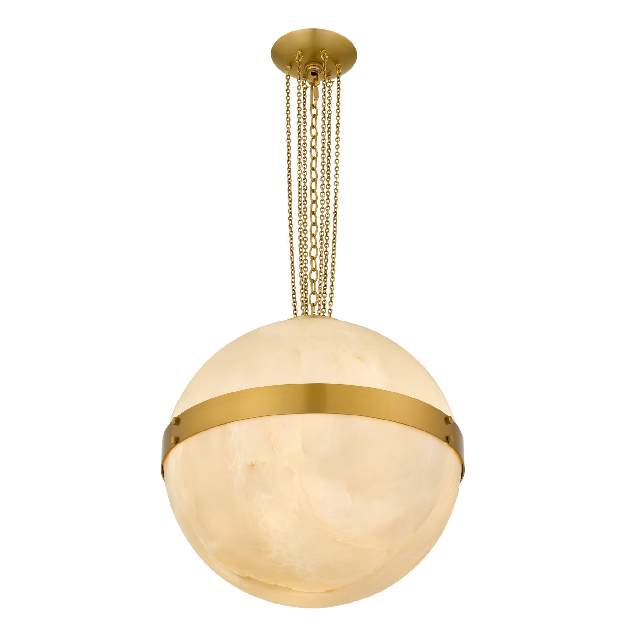 Shown in Brushed Gold finish and Alabaster Glass Top, Alabaster Glass Bottom shade