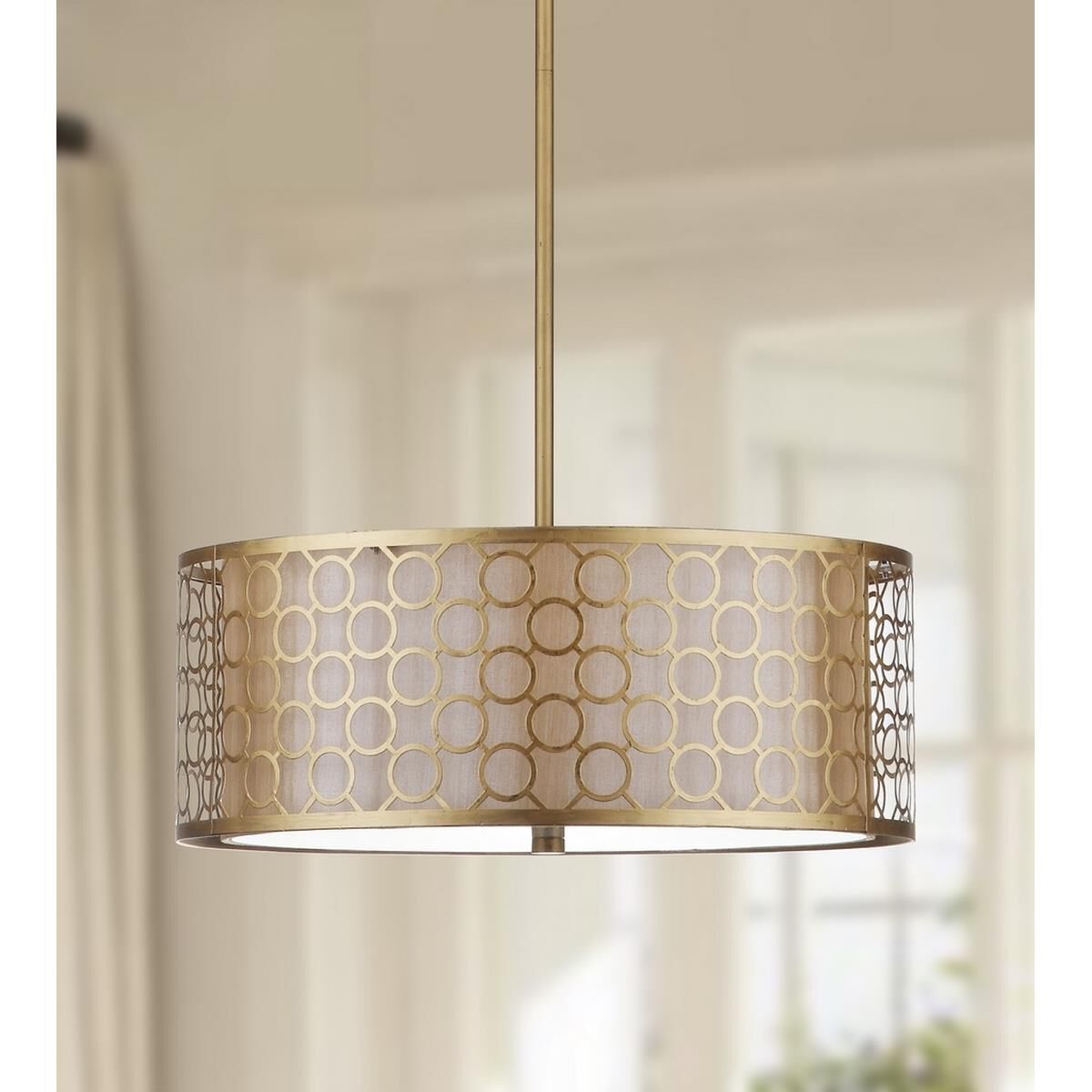 Giotta Drum Adjustable 18 Inch LED Large Pendant by Safavieh