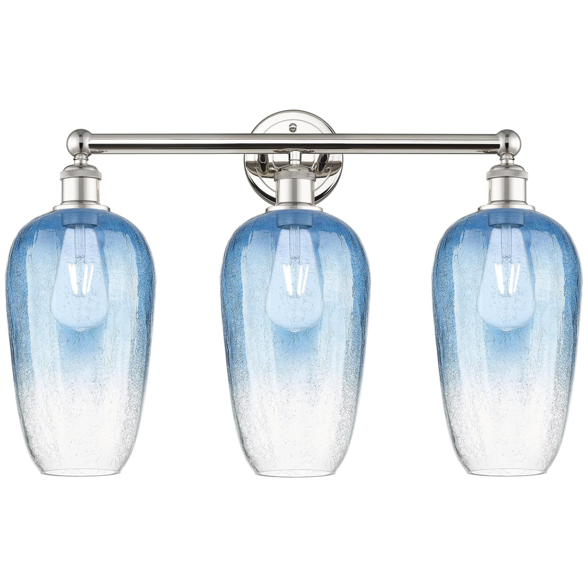 Shown in Polished Nickel finish and Sapphire Blue glass