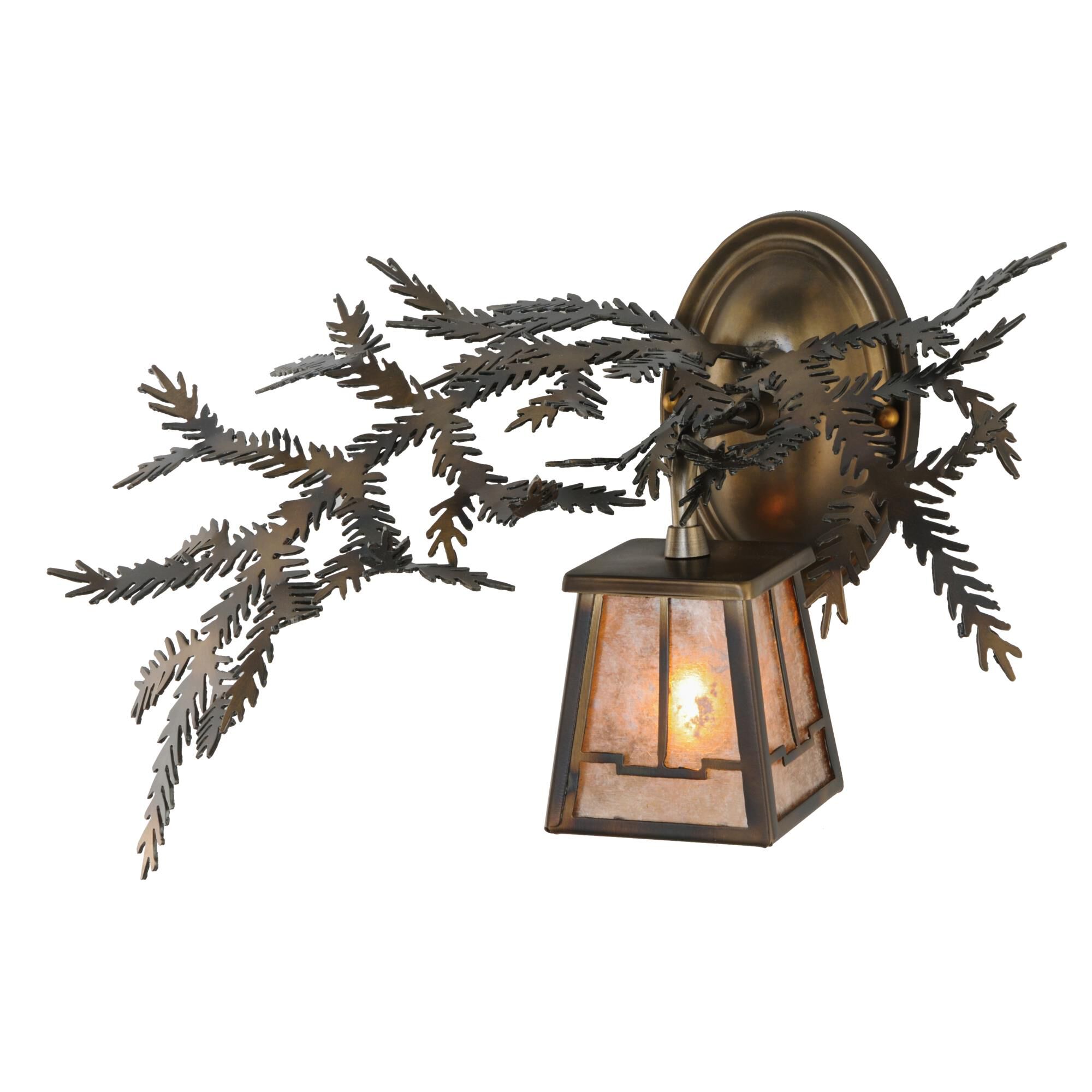 Shown in Antique Copper Finish;Custom Finish finish and Silver Mica glass