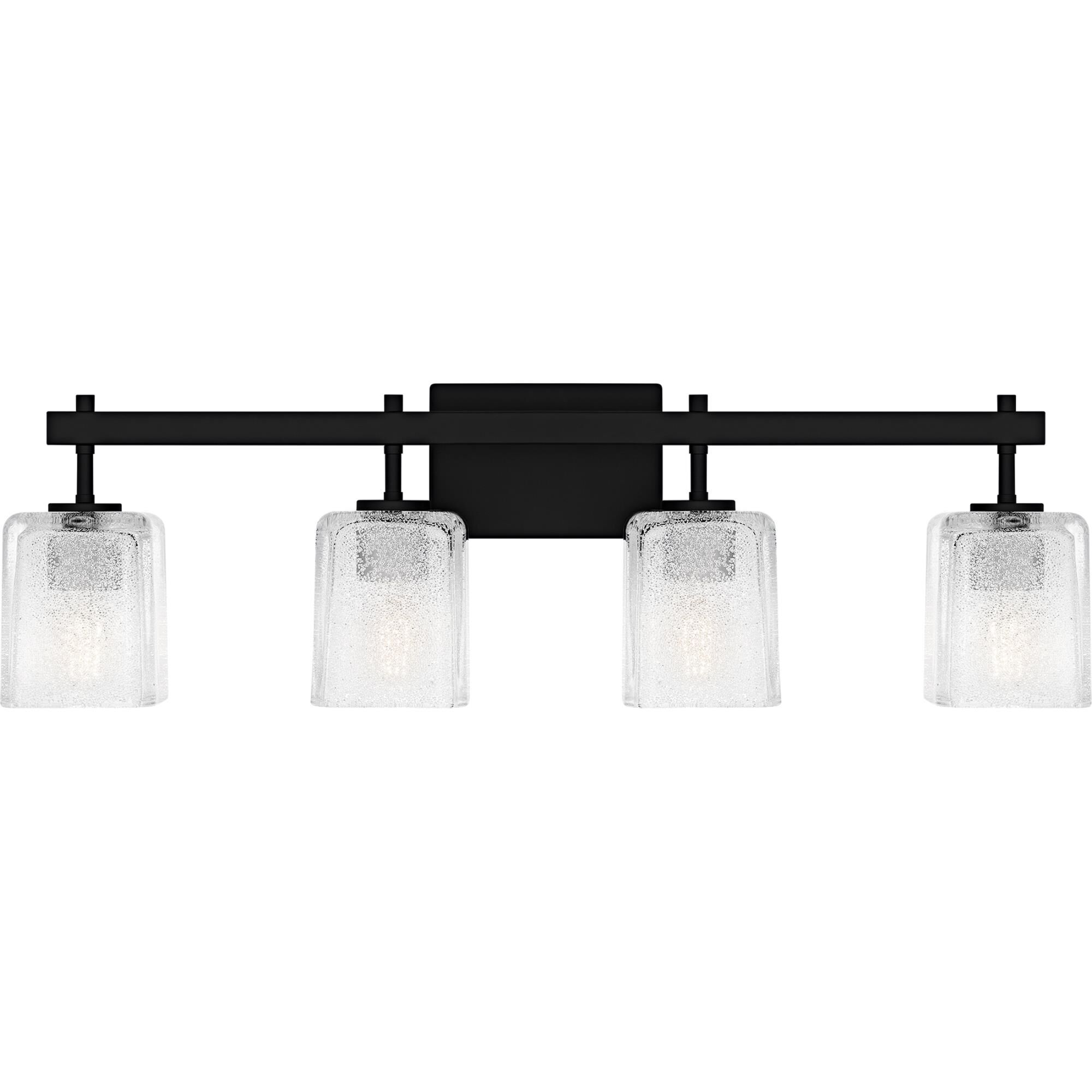 Shown in Matte Black finish and Clear Glass With Glass Sand Spray Inside shade