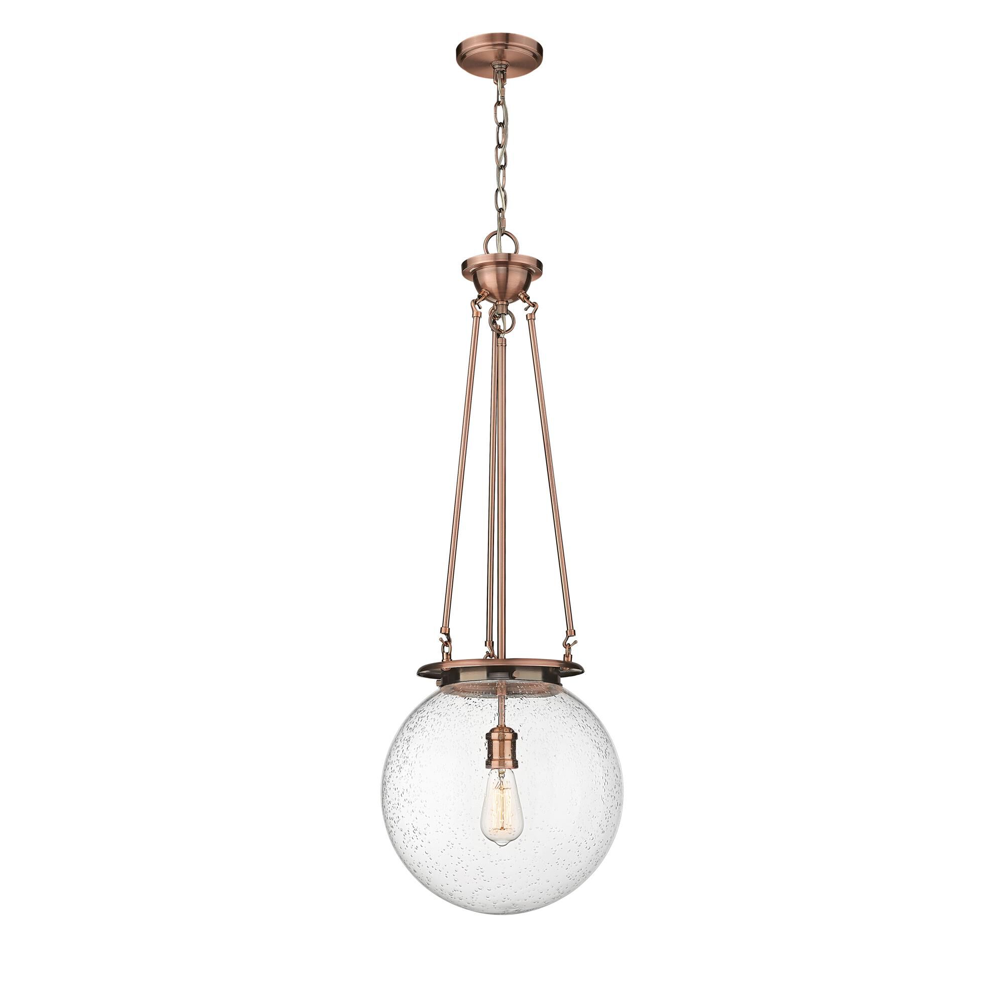 Shown in Antique Copper finish and Seedy glass