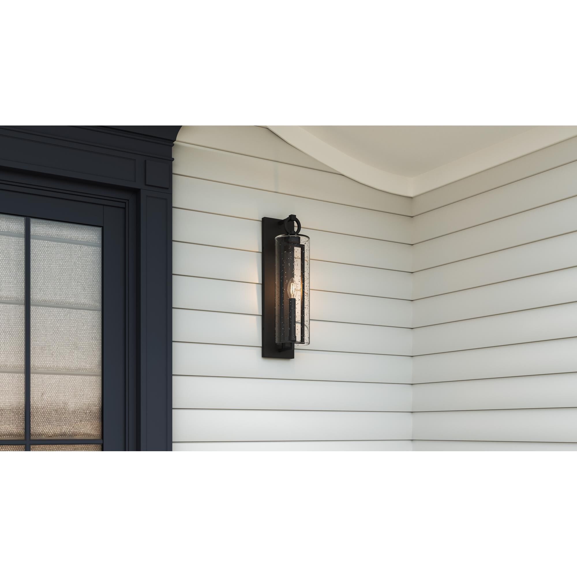 Shown in Stone Black finish and Clear Seedy glass