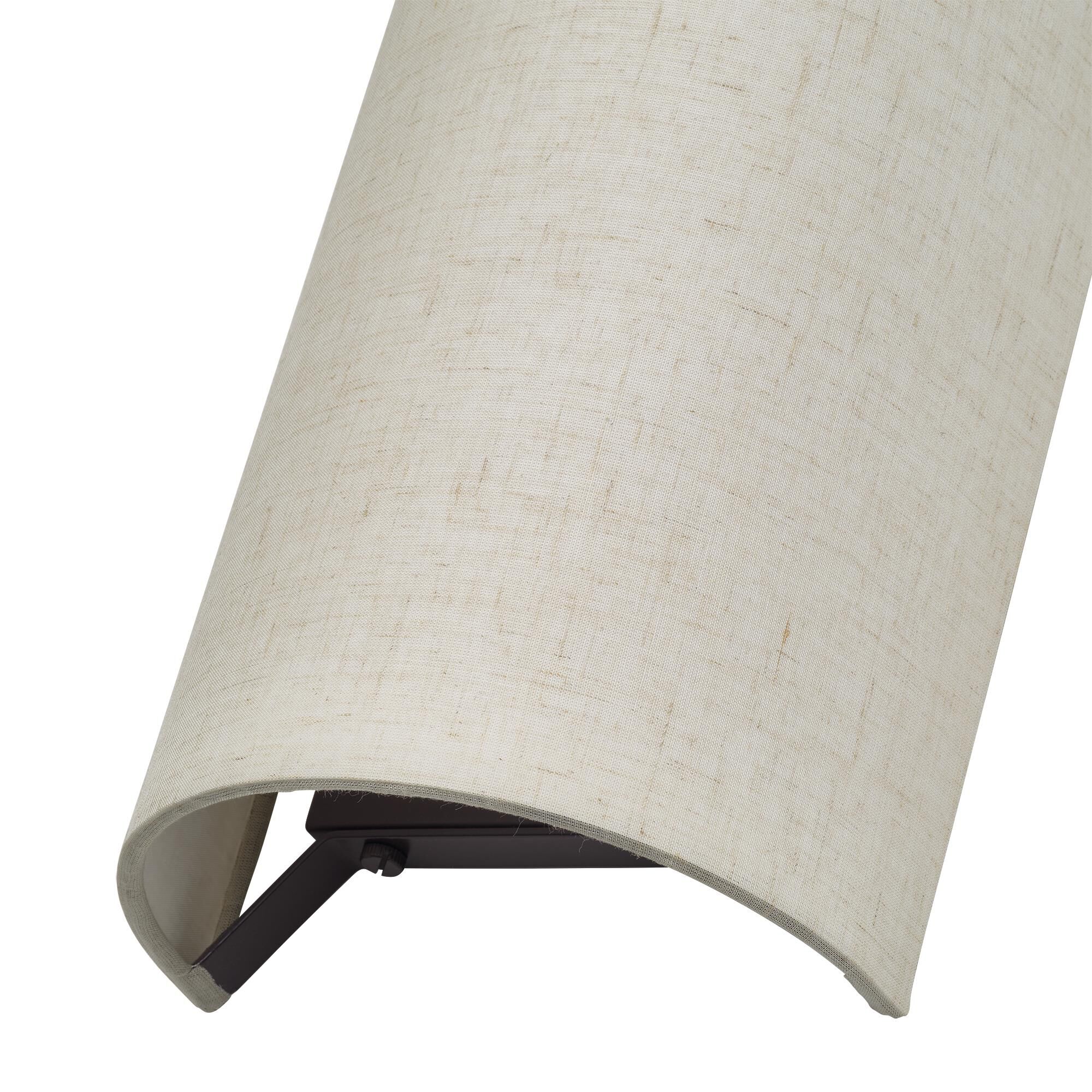 Shown in English Bronze finish and Hand Crafted Oatmeal Color Fabric with White Color Inside shade