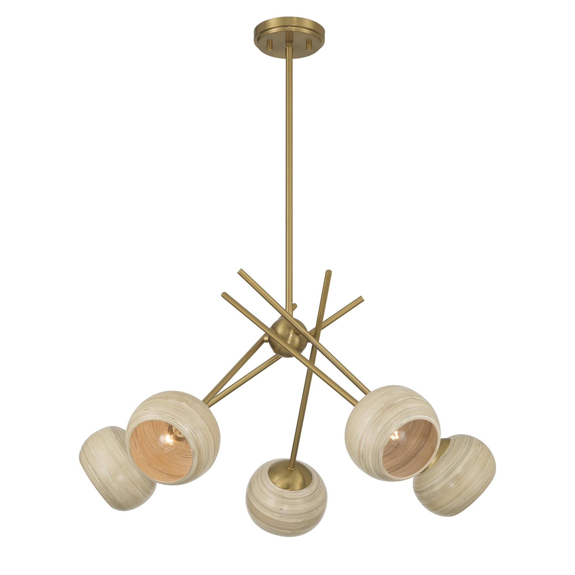 Shown in Warm Brass finish and Spun Bamboo shade