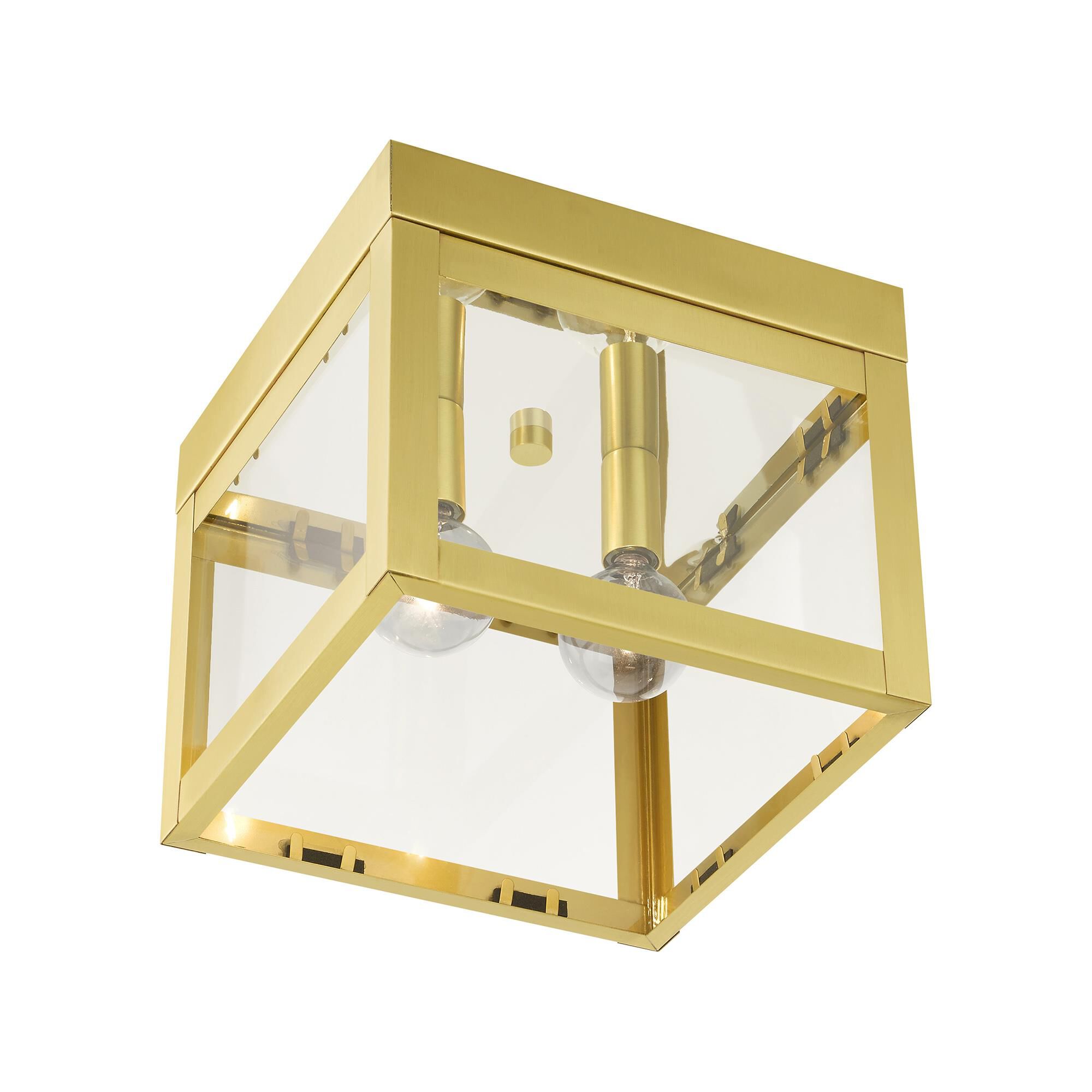 Shown in Satin Brass finish and Clear glass