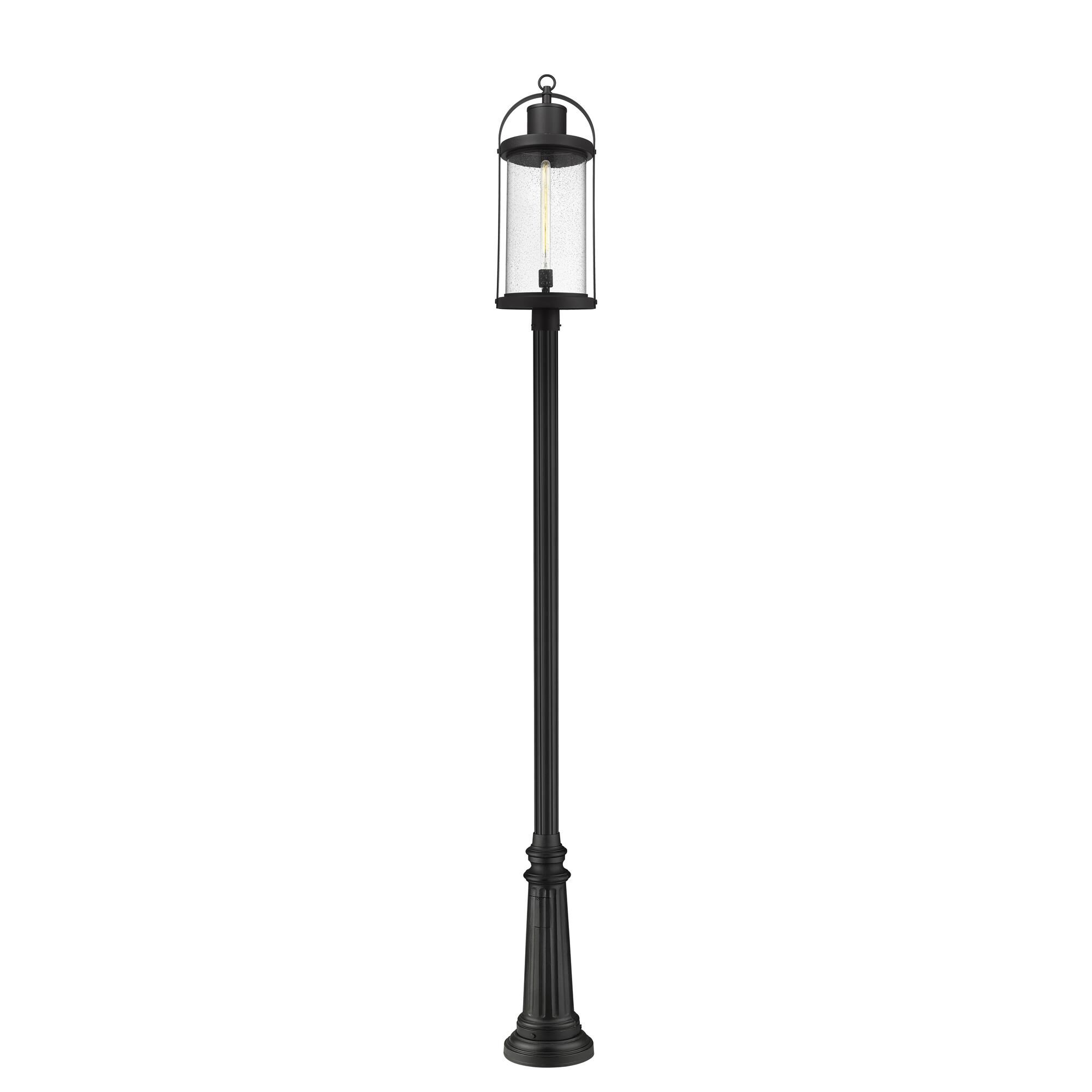 Shown in Black finish and Glass shade