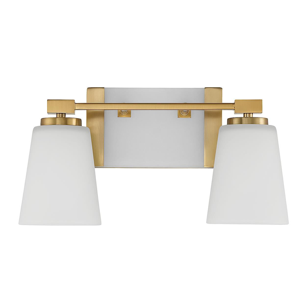 Shown in Warm Brass finish and White Opal glass