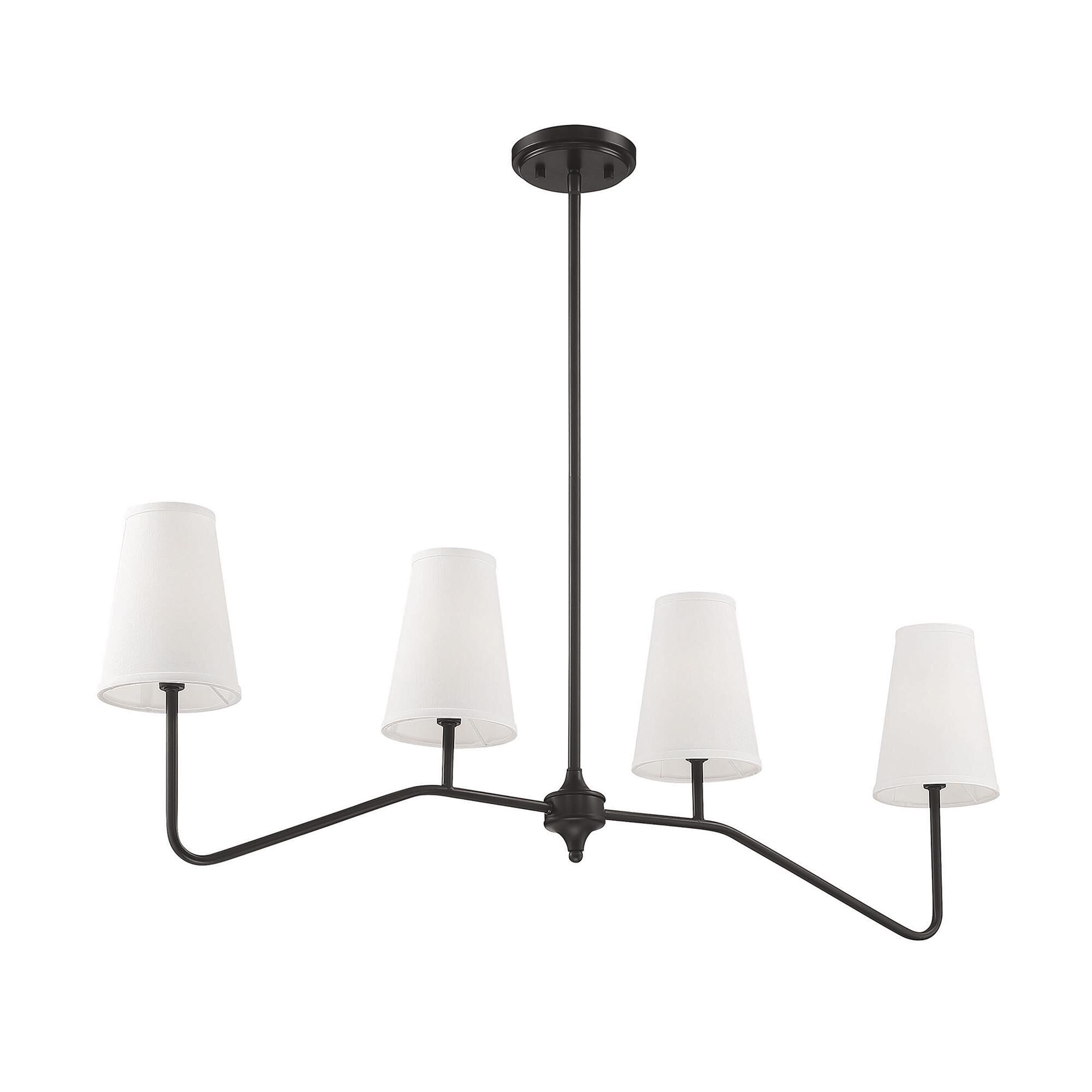 Shown in Oil Rubbed Bronze finish and White Fabric shade