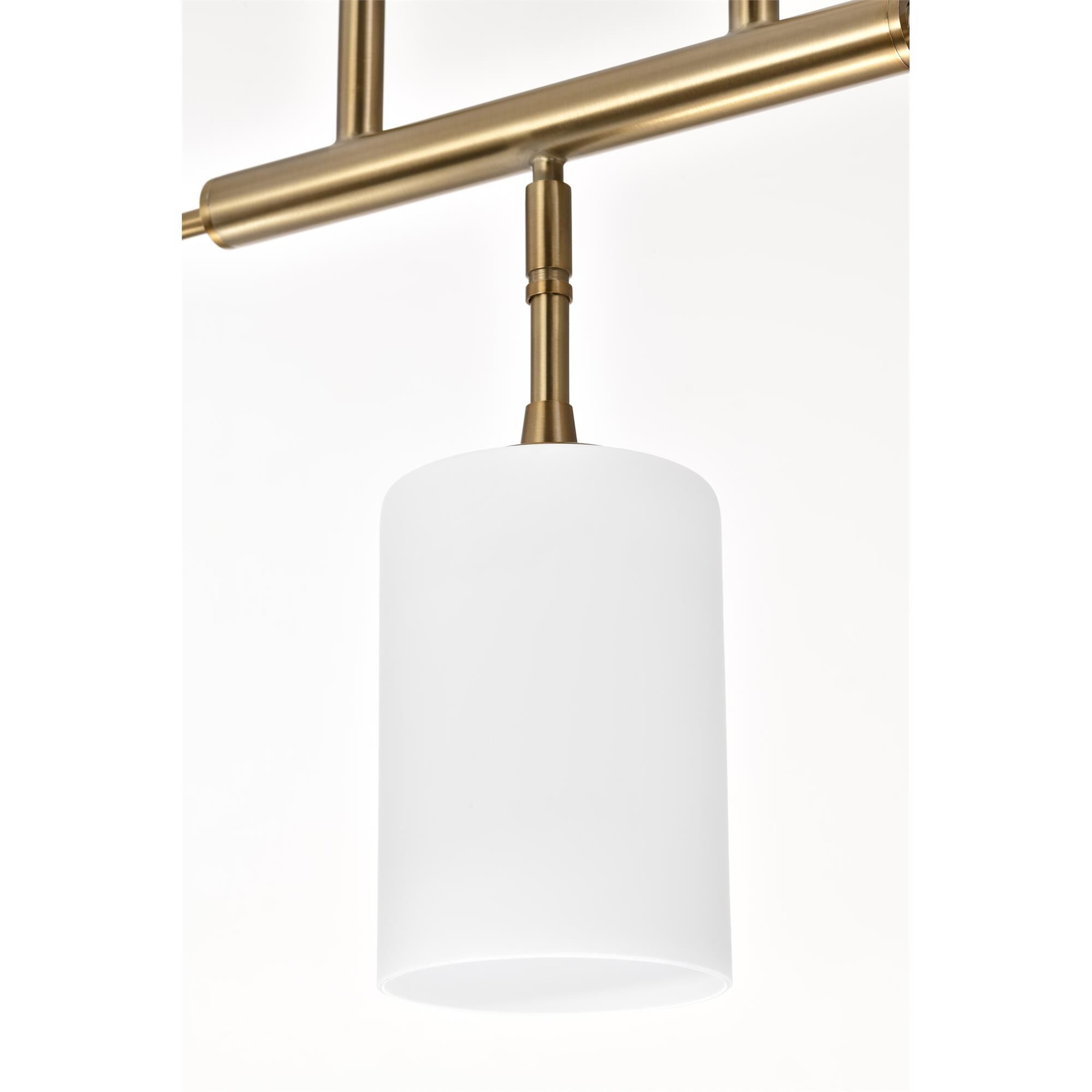 Shown in Burnished Brass finish and White Opal glass