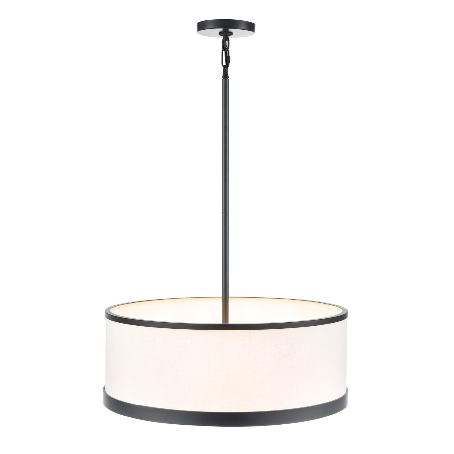 Shown in Black finish and White Fabric shade