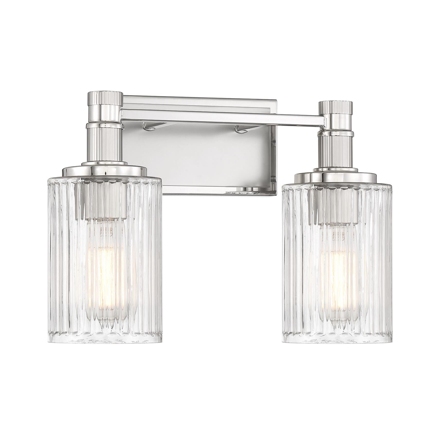 Shown in Silver And Polished Nickel finish and Ribbed glass