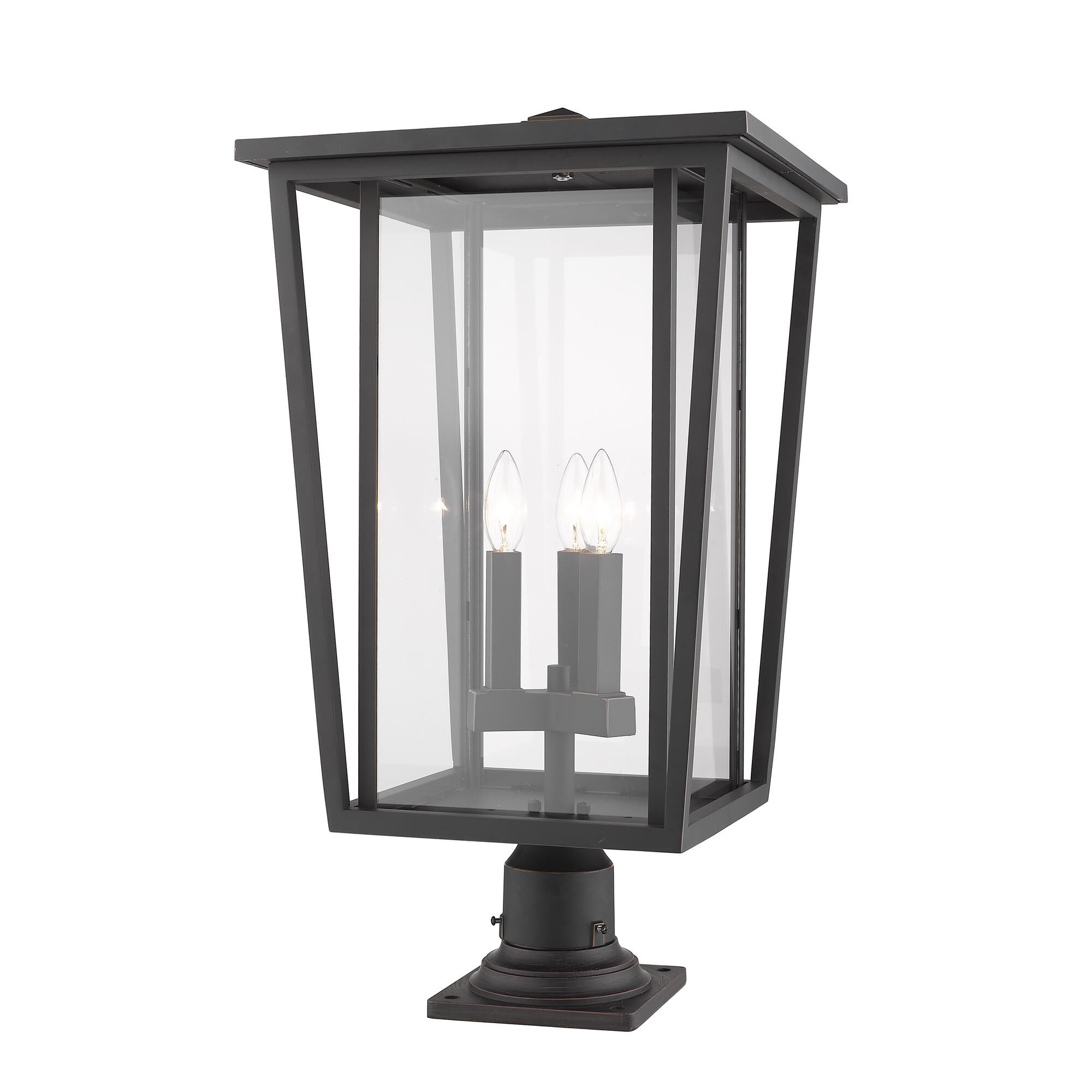 Seoul 25 Inch Tall 3 Light Outdoor Pier Lamp by Z-Lite