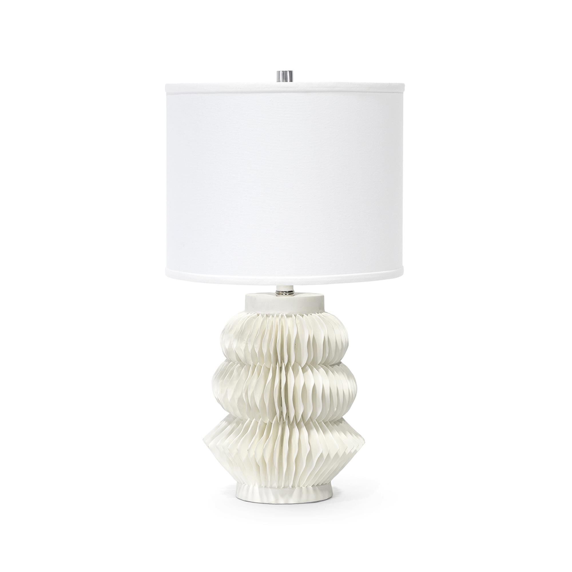 Shown in Nickel  finish and White Linen shade